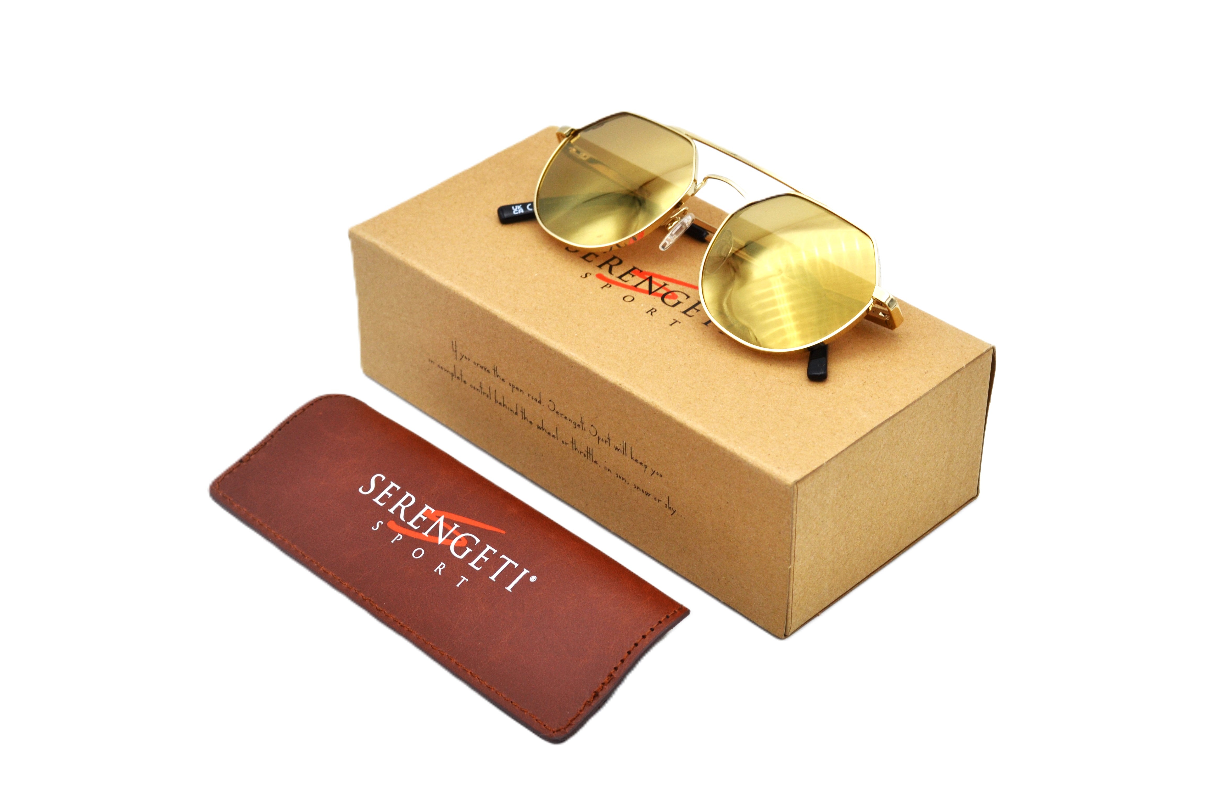 Gafas de sol Serengeti SHELBY SS533003 Diseño de metal dorado, unisex