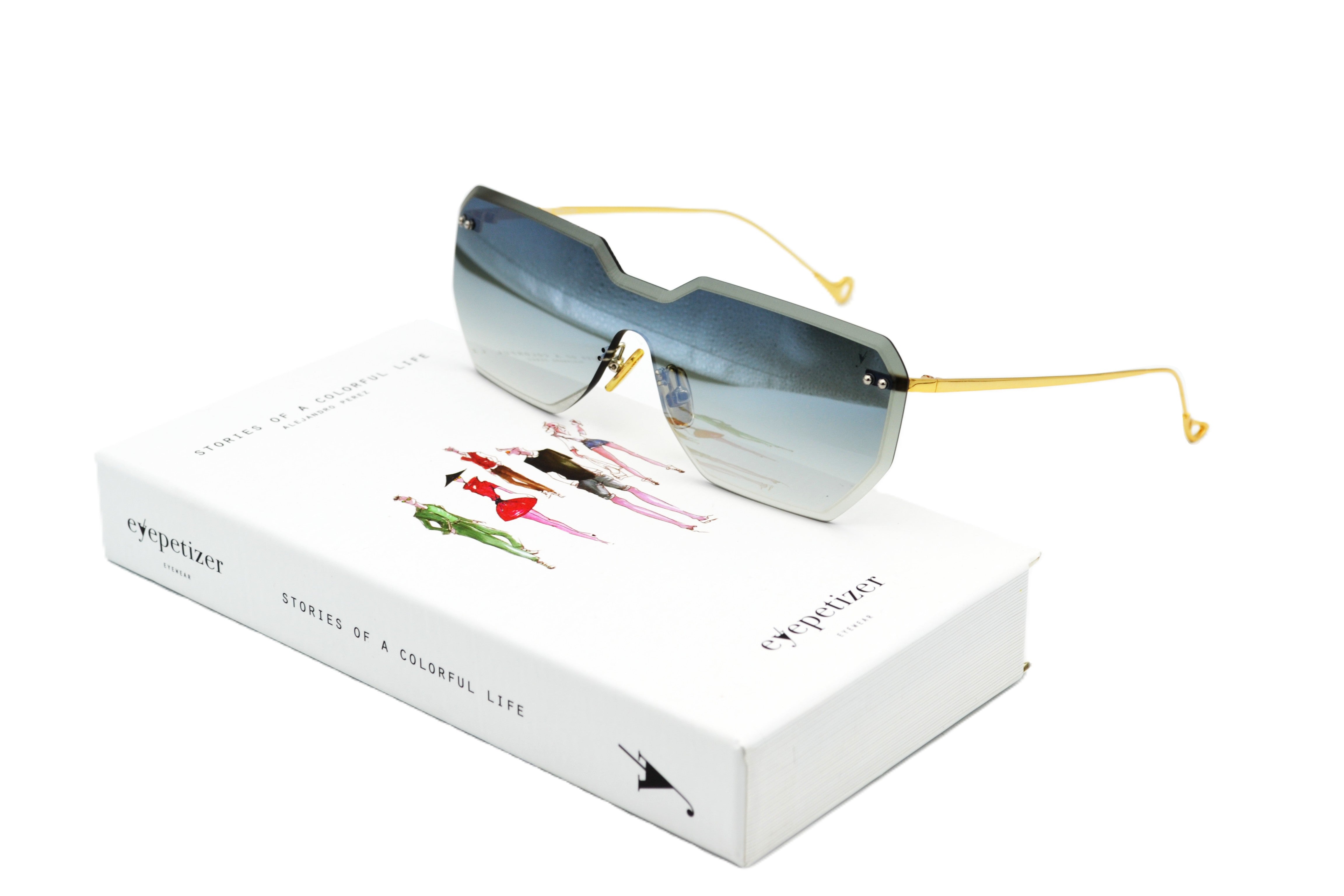 Gafas de sol Eyepetizer- BRICKEL, diseño rimless y metal dorado, para mujer