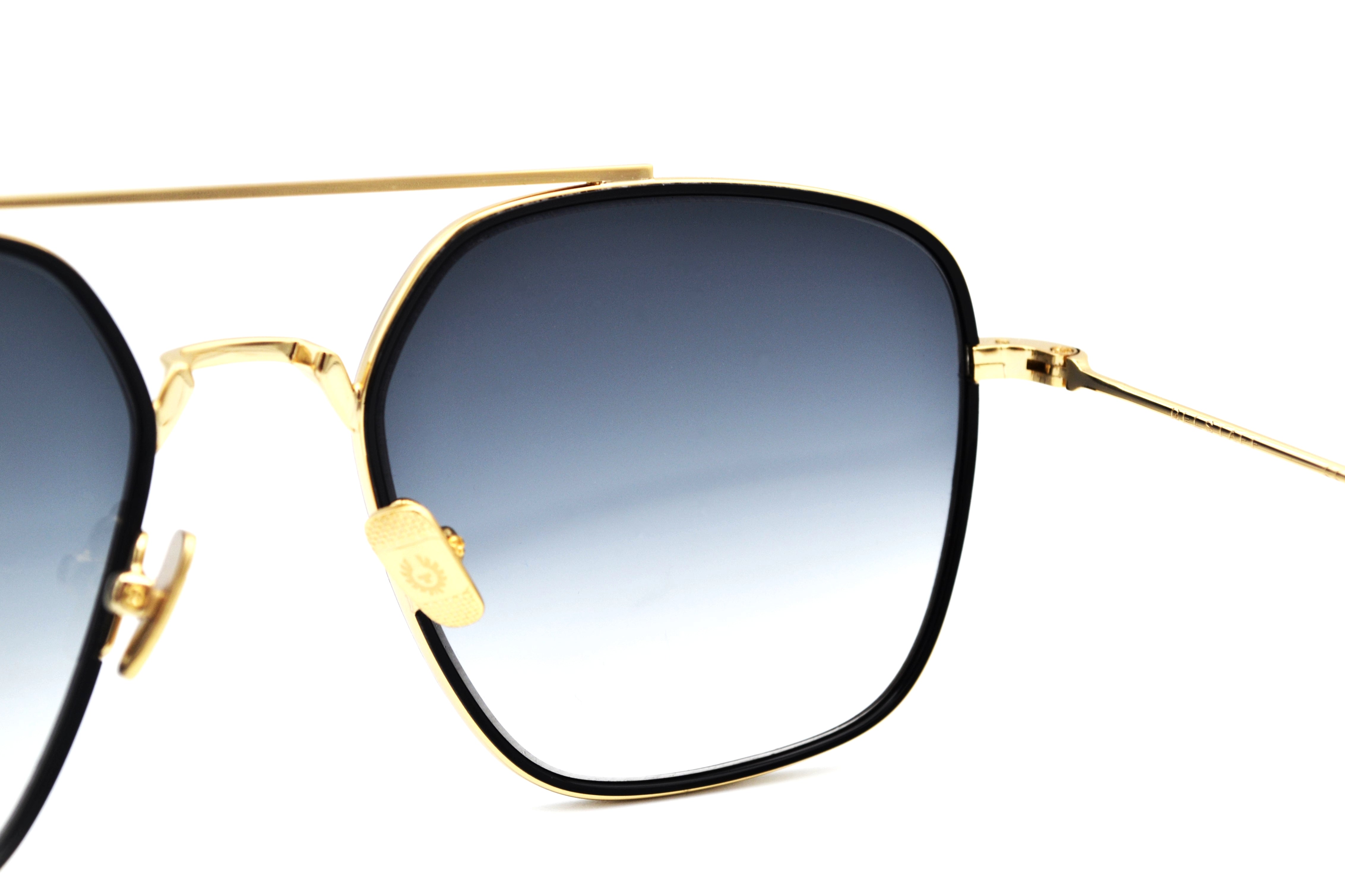 Gafas de sol Belstaff OUTLAW II BLACK, Diseño rectangular de metal, Fabricado en Japón