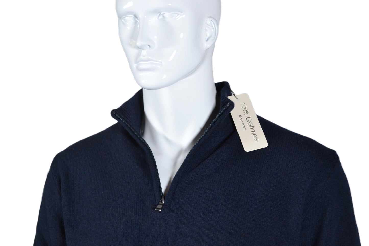 100% cashmere sweater, Made in Italy with zip, navy blue