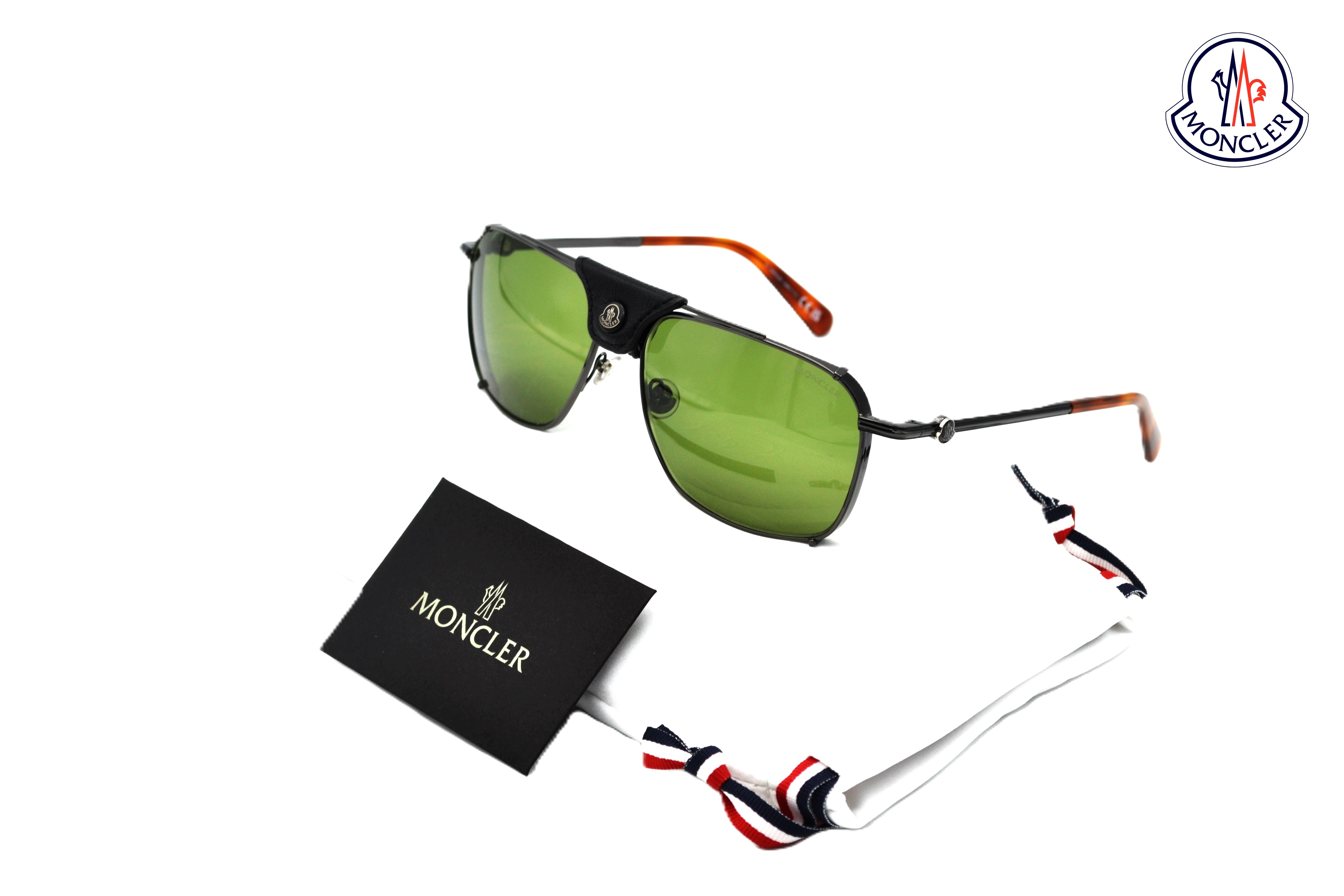 Gafas de sol Moncler Gattion ML0287 08N - Diseño rectangular de metal y cuero