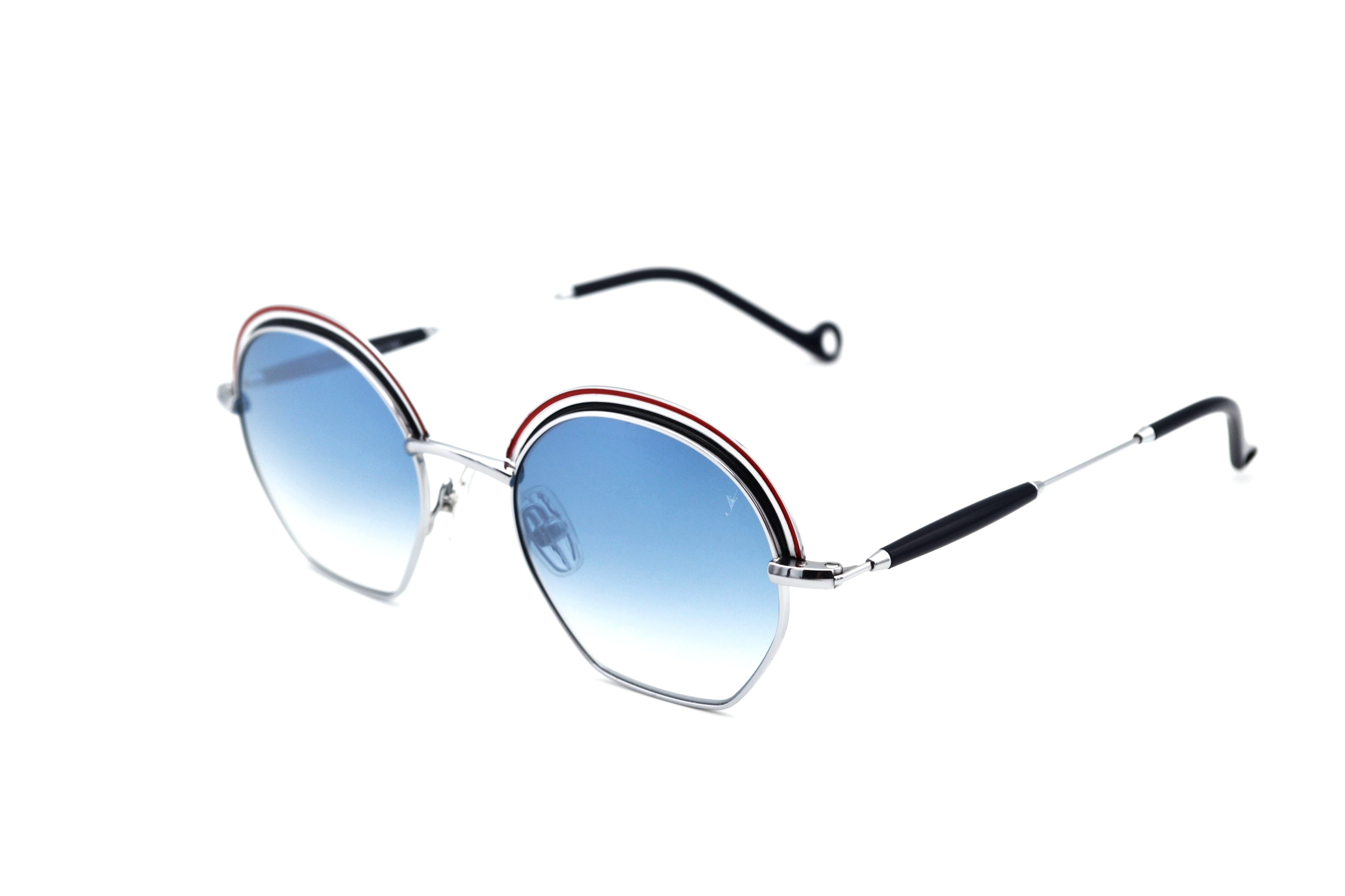 Gafas de sol Eyepetizer- LUMIERE, diseño redondo de metal plateado, para mujer