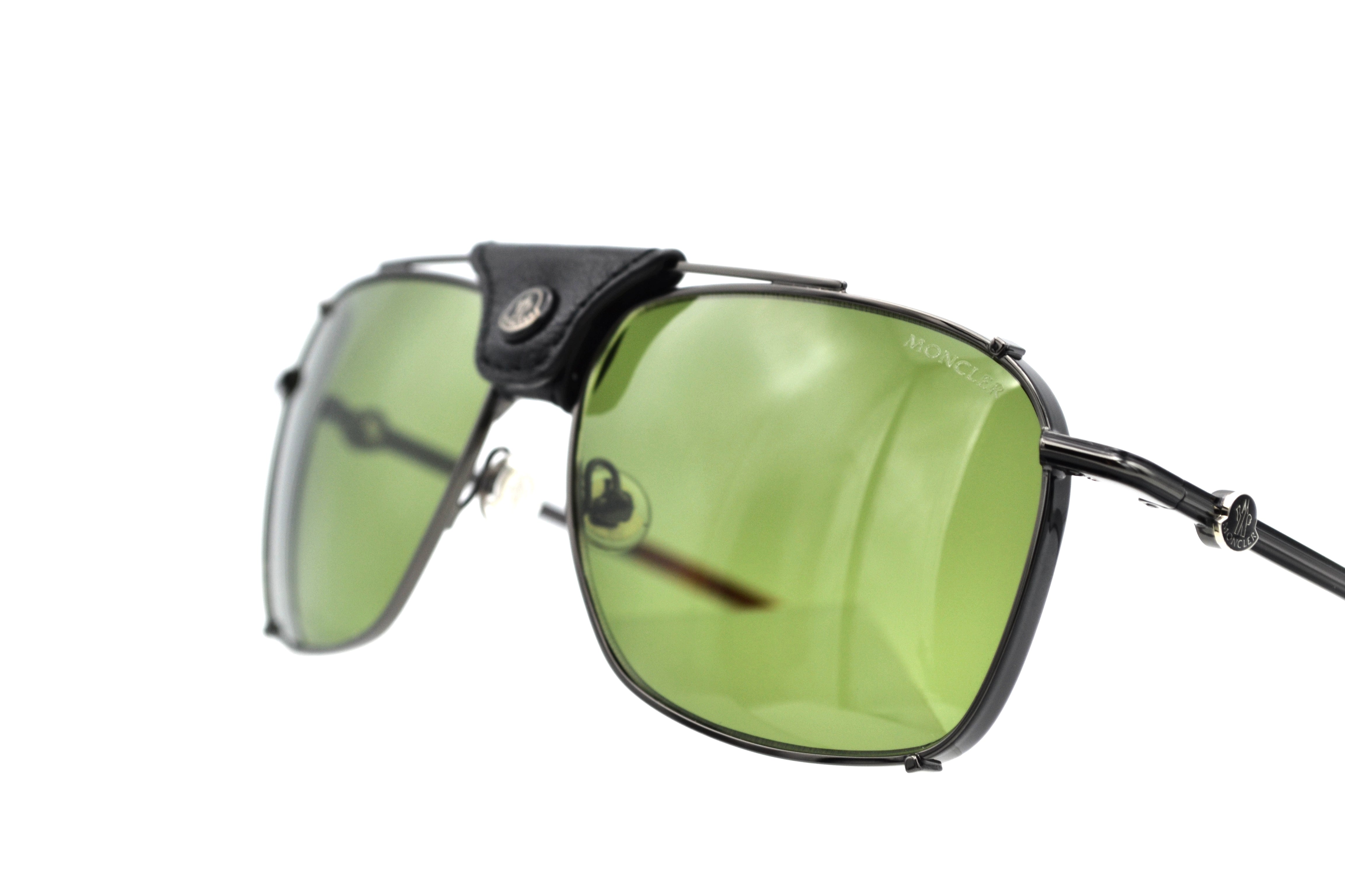 Gafas de sol Moncler Gattion ML0287 08N - Diseño rectangular de metal y cuero