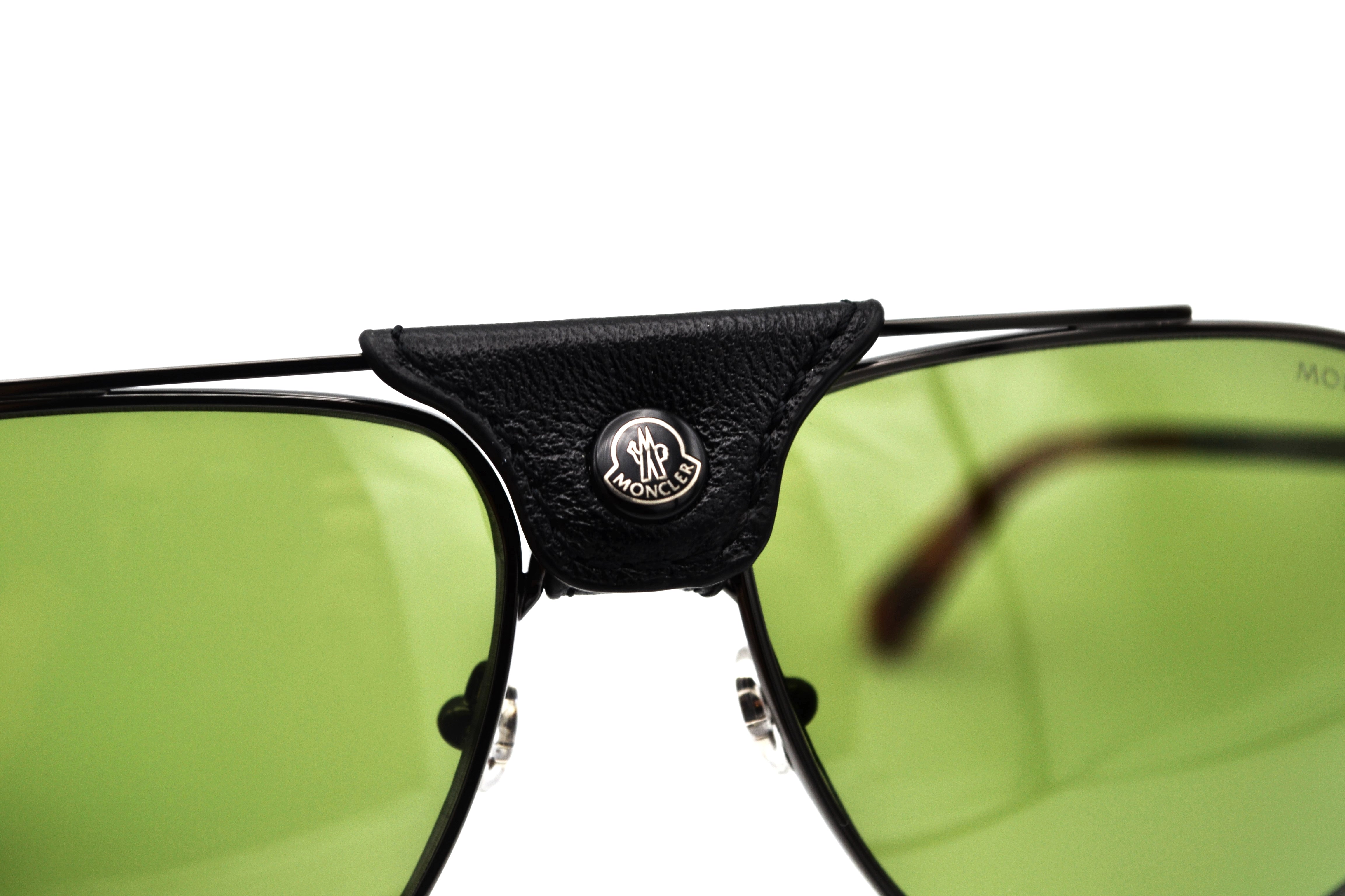 Gafas de sol Moncler Gattion ML0287 08N - Diseño rectangular de metal y cuero