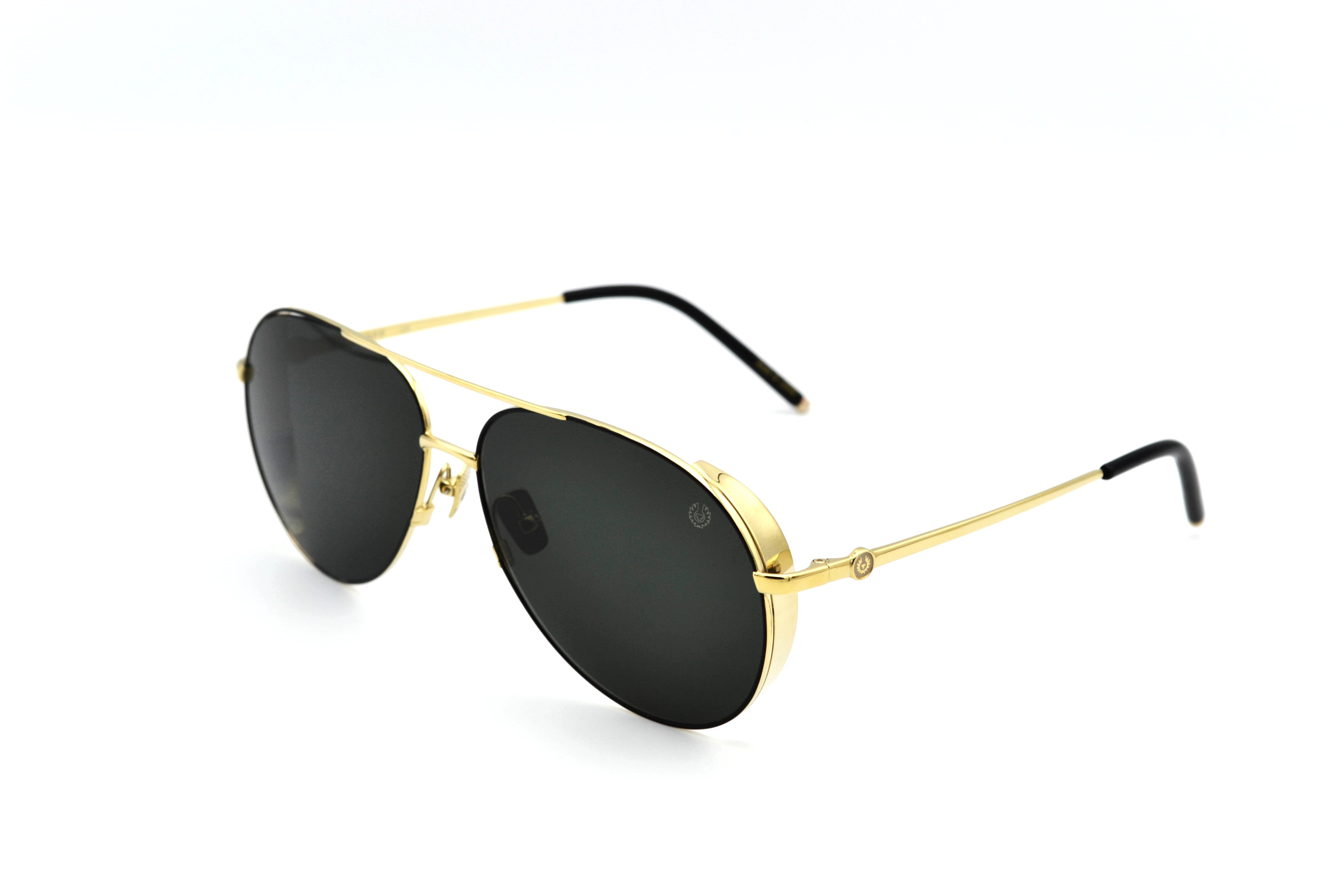 Gafas de sol Belstaff ARCHER Dorado, Diseño de aviador de metal, Fabricado en Japón