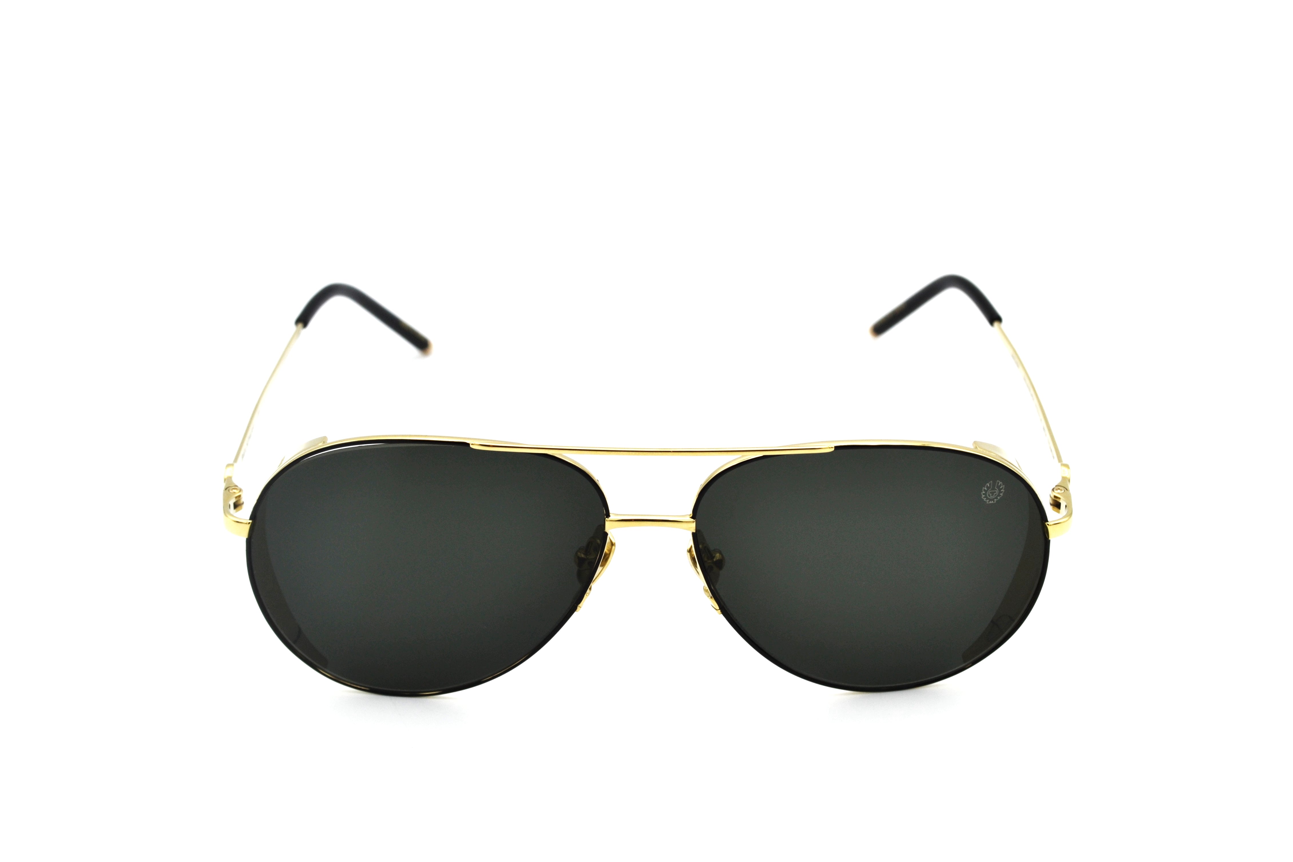 Belstaff ARCHER Gold Sunglasses, Metal Aviator Design, Made in Japan