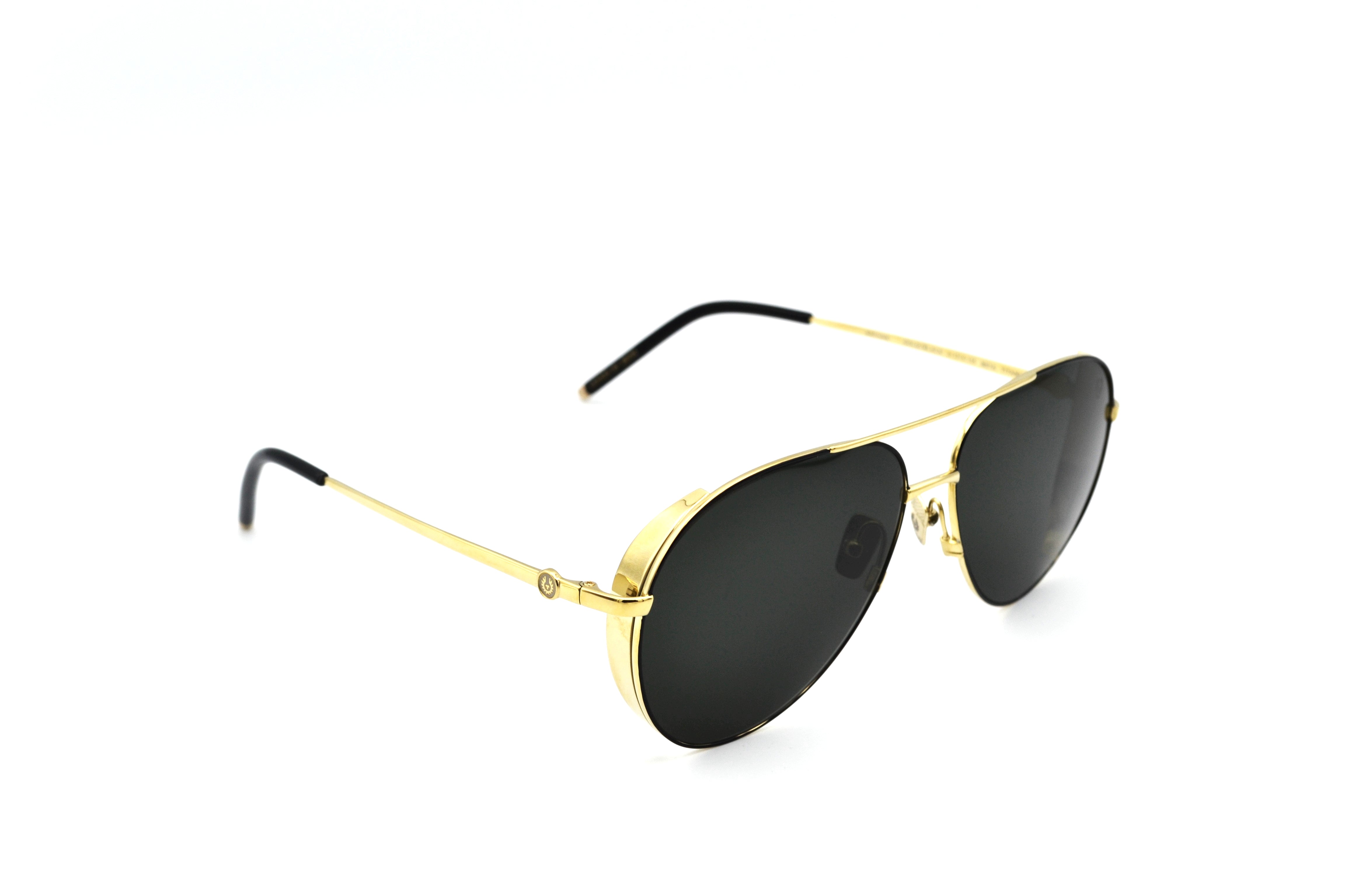 Belstaff ARCHER Gold Sunglasses, Metal Aviator Design, Made in Japan