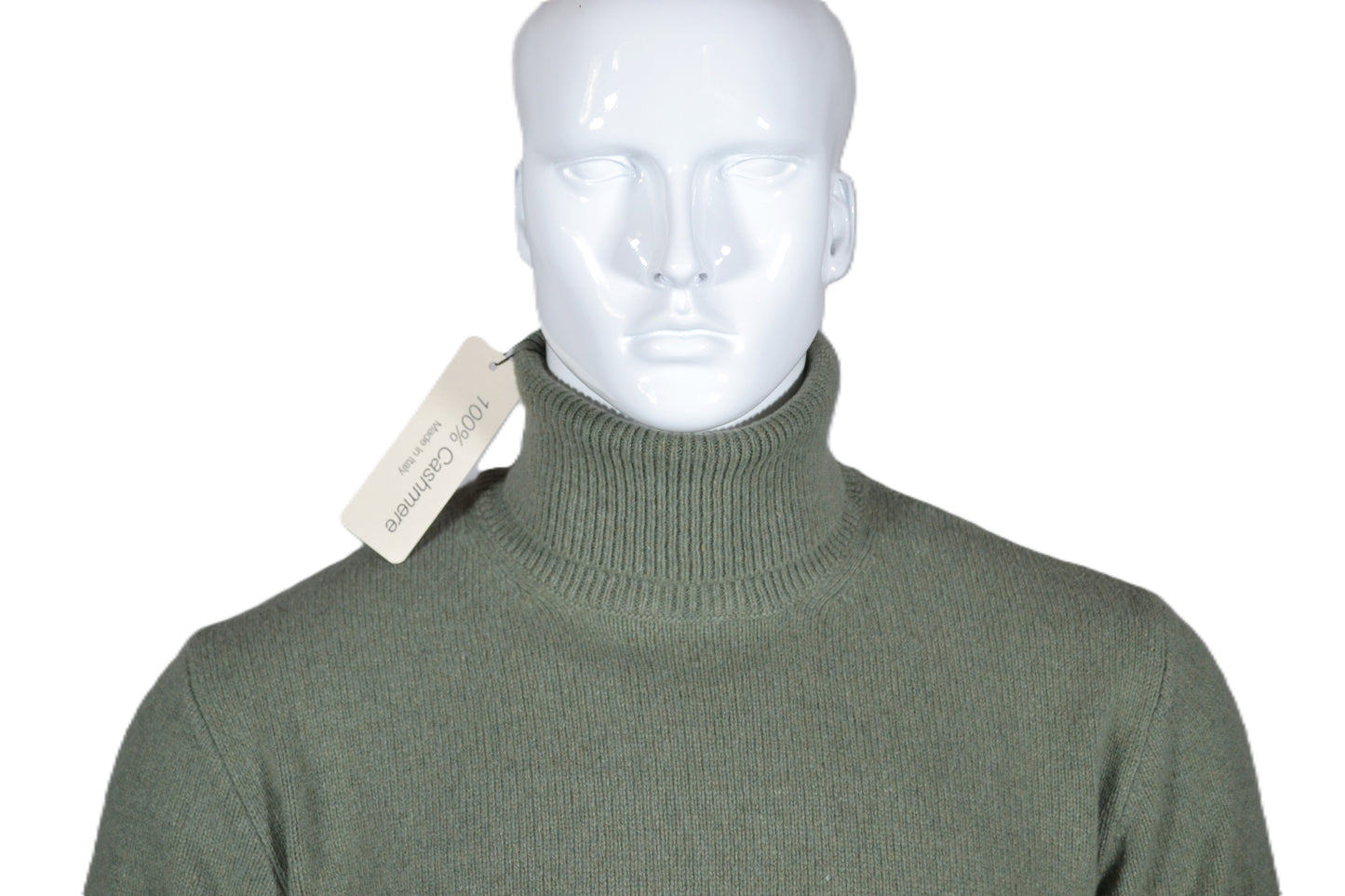 100% cashmere sweater, Made in Italy with high neck, sage color