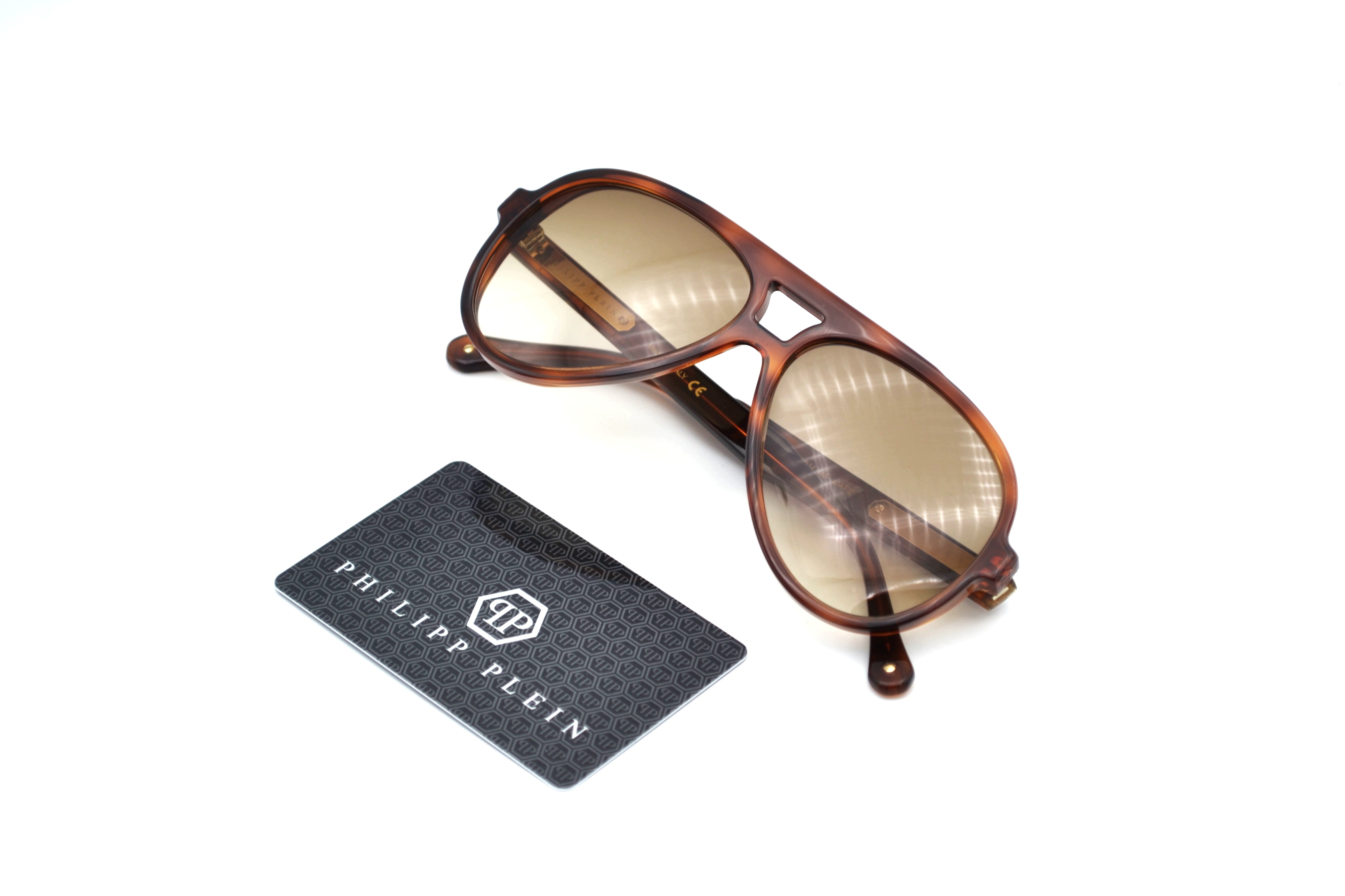 Philipp Plein Sunglasses - MES0107 GOZG Havana Brown Acetate Design for Men