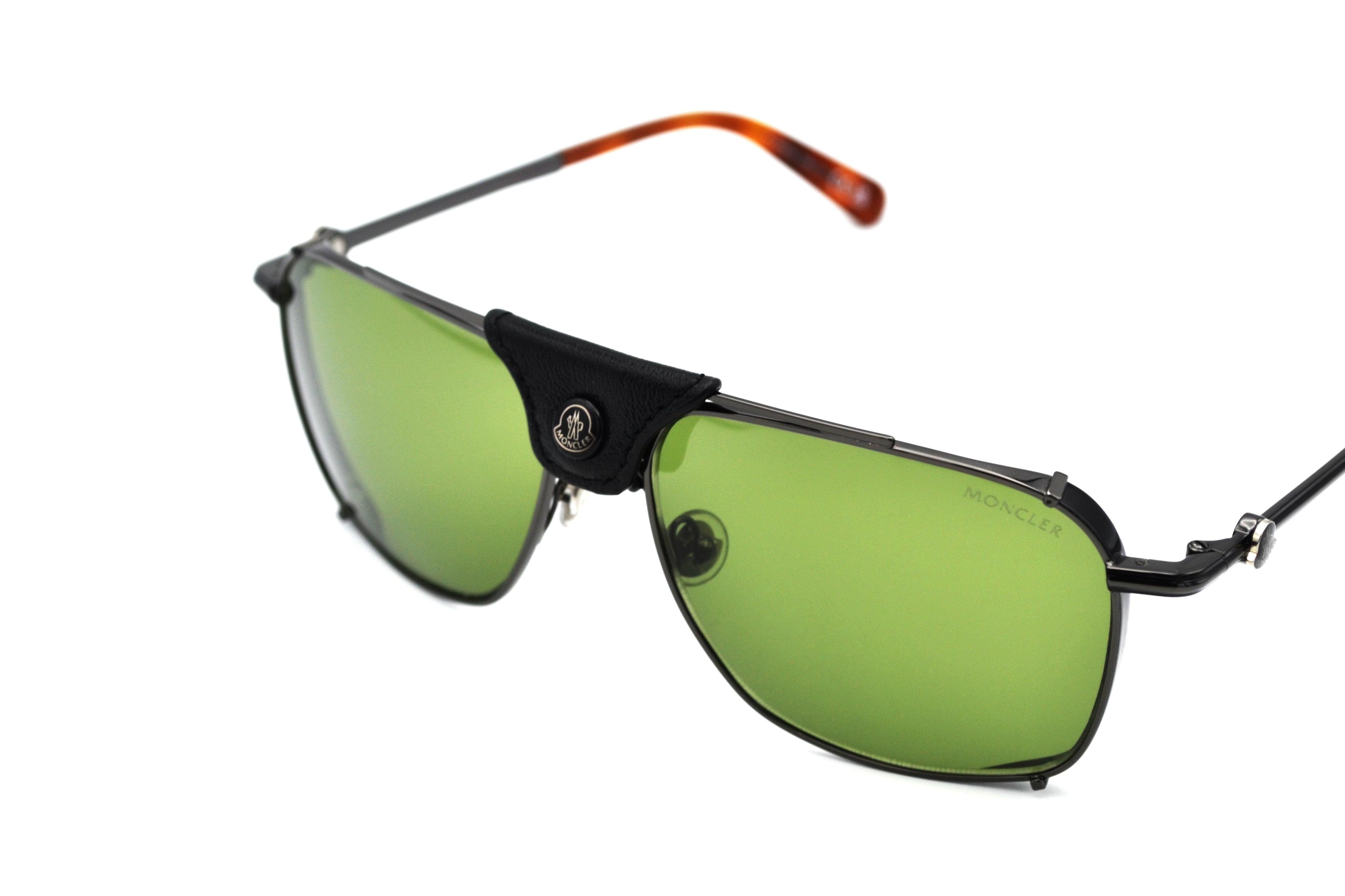 Gafas de sol Moncler Gattion ML0287 08N - Diseño rectangular de metal y cuero