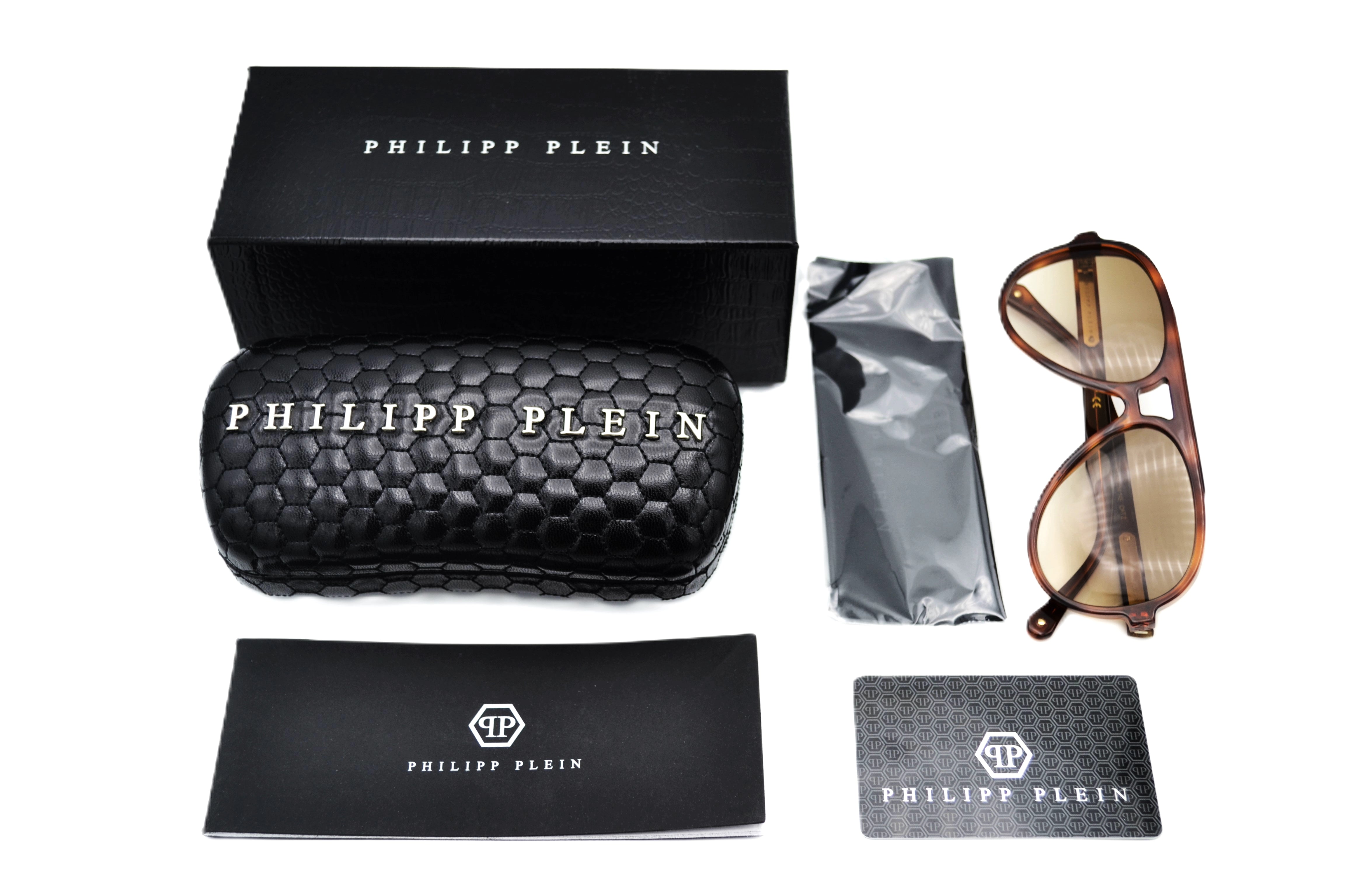 Philipp Plein Sunglasses - MES0107 GOZG Havana Brown Acetate Design for Men