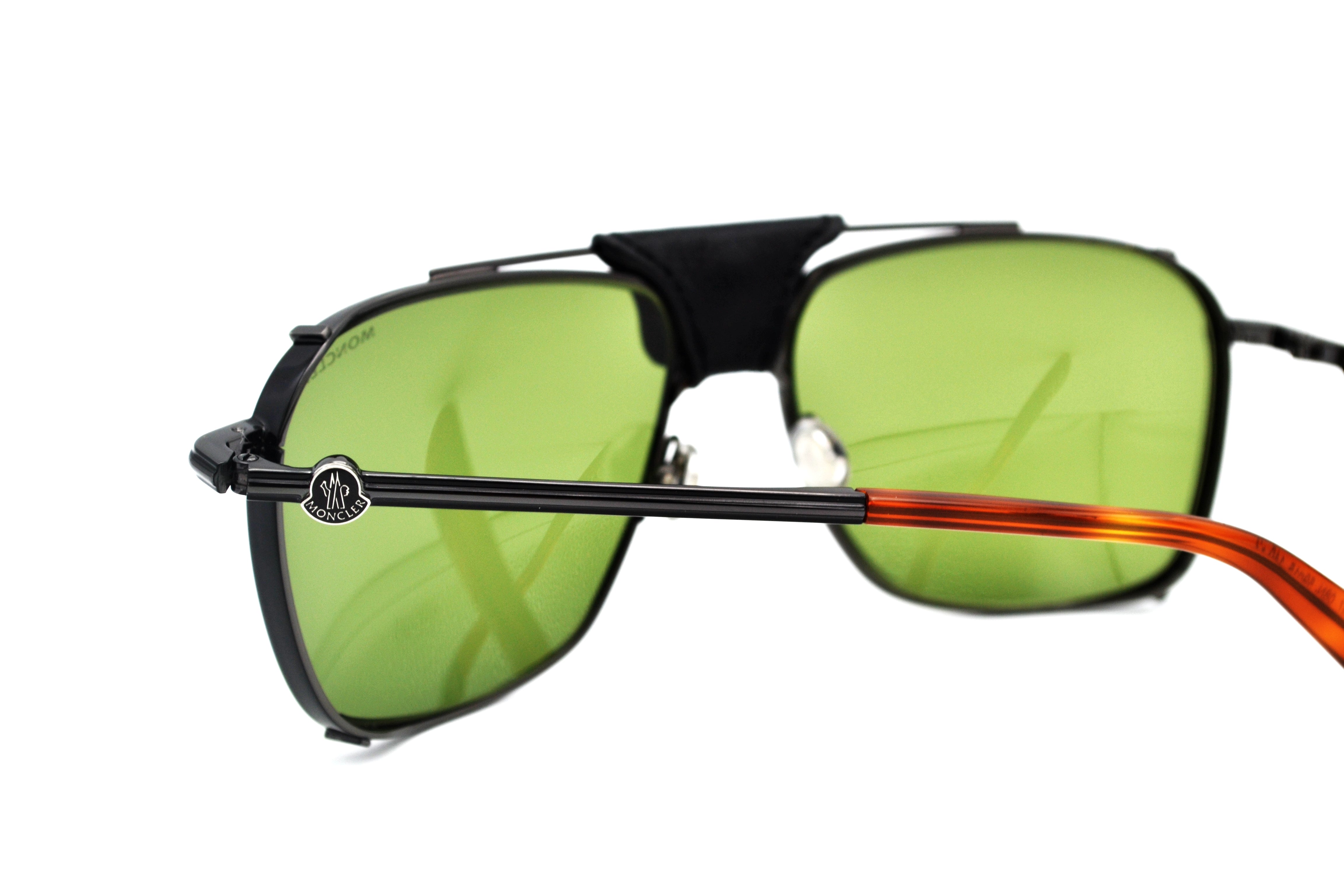 Gafas de sol Moncler Gattion ML0287 08N - Diseño rectangular de metal y cuero