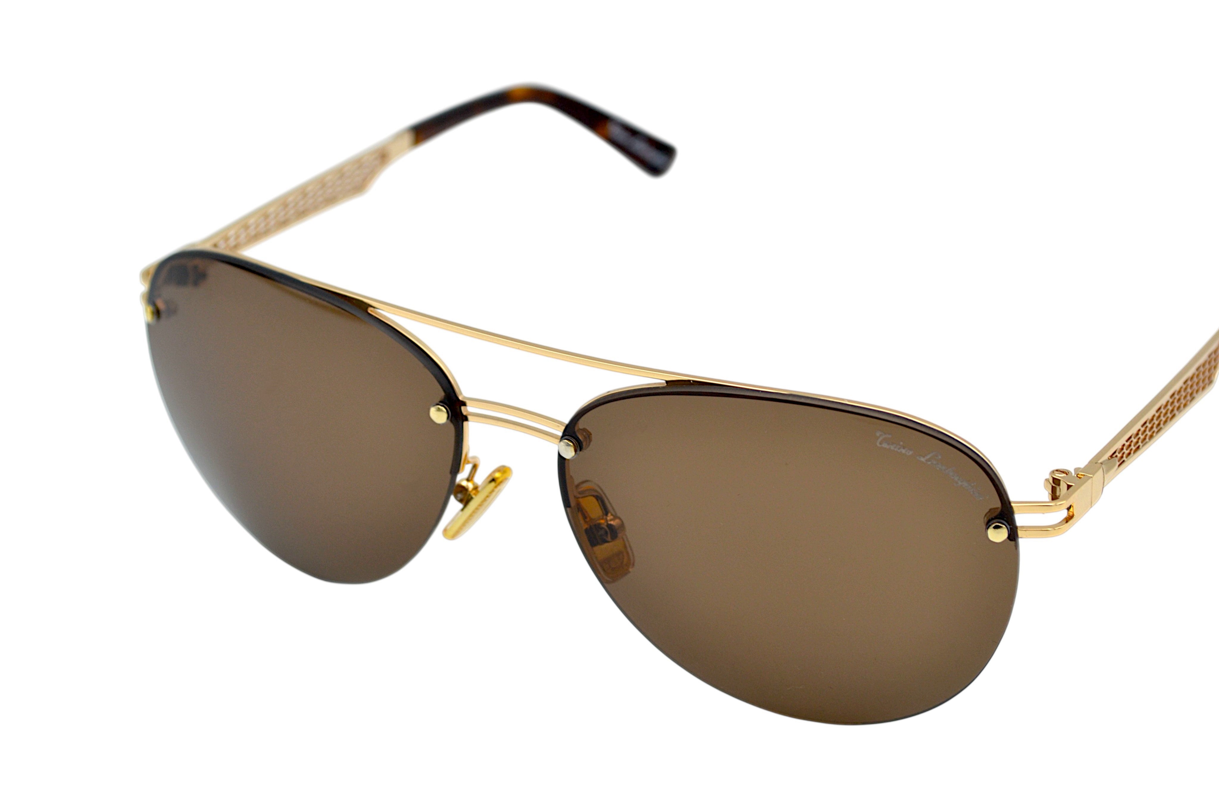 Gafas de sol Tonino Lamborghini TL603S02A Metal dorado, Lentes de color marrón