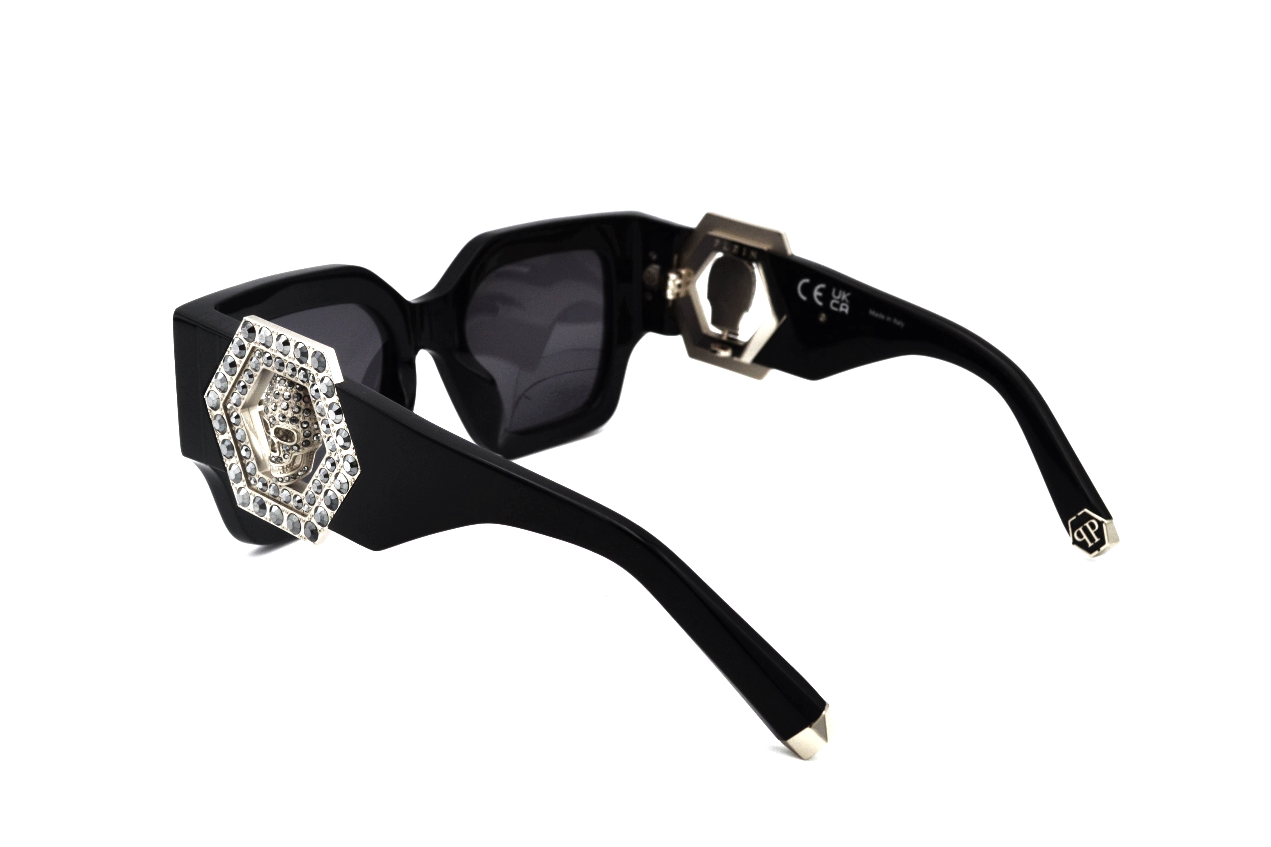 Gafas de sol Philipp Plein - Plein Jewel SPP103S, Exclusiva calavera con cristales, lote con bolso y pendiente para mujer