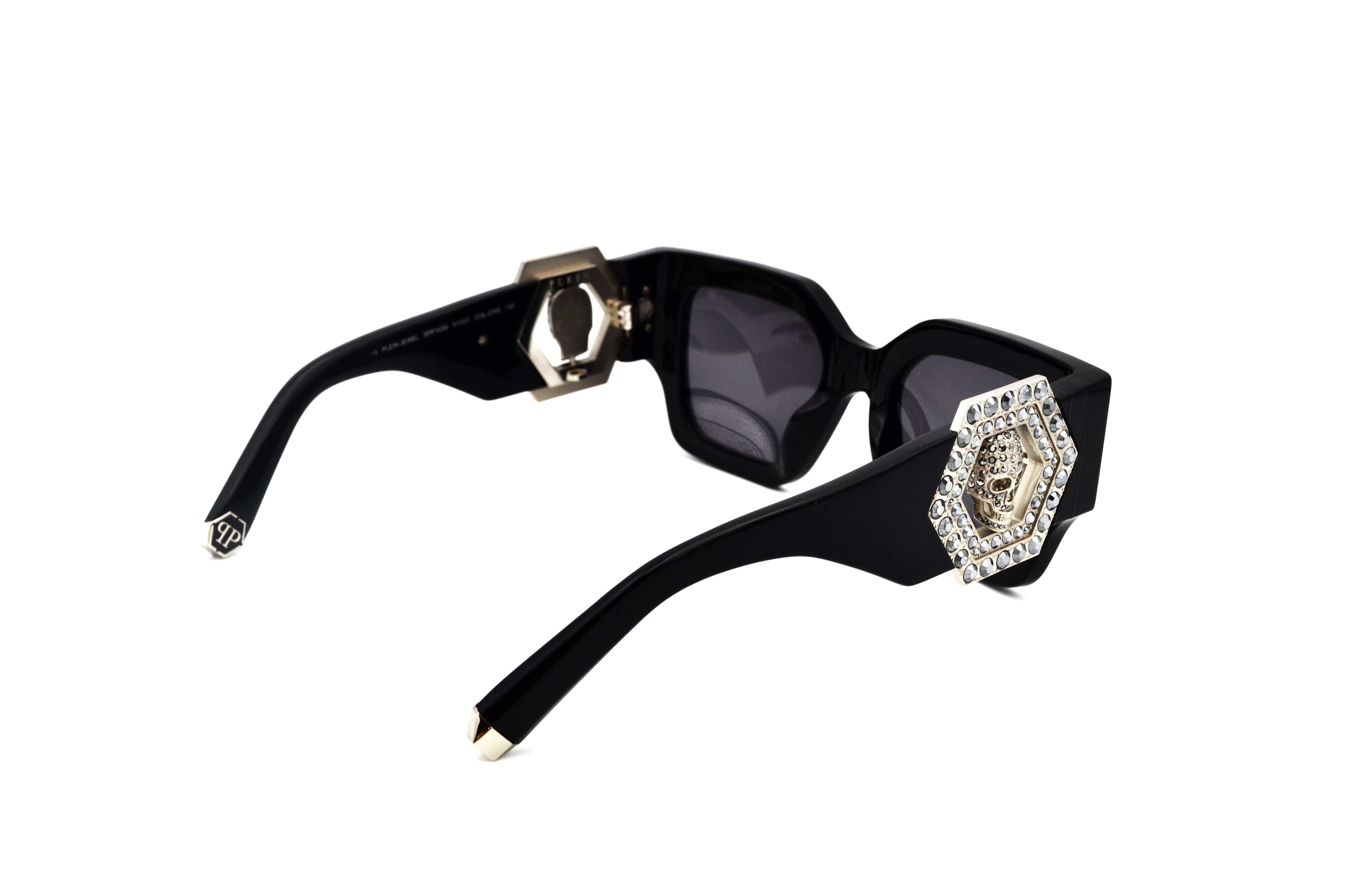 Gafas de sol Philipp Plein - Plein Jewel SPP103S, Exclusiva calavera con cristales, lote con bolso y pendiente para mujer