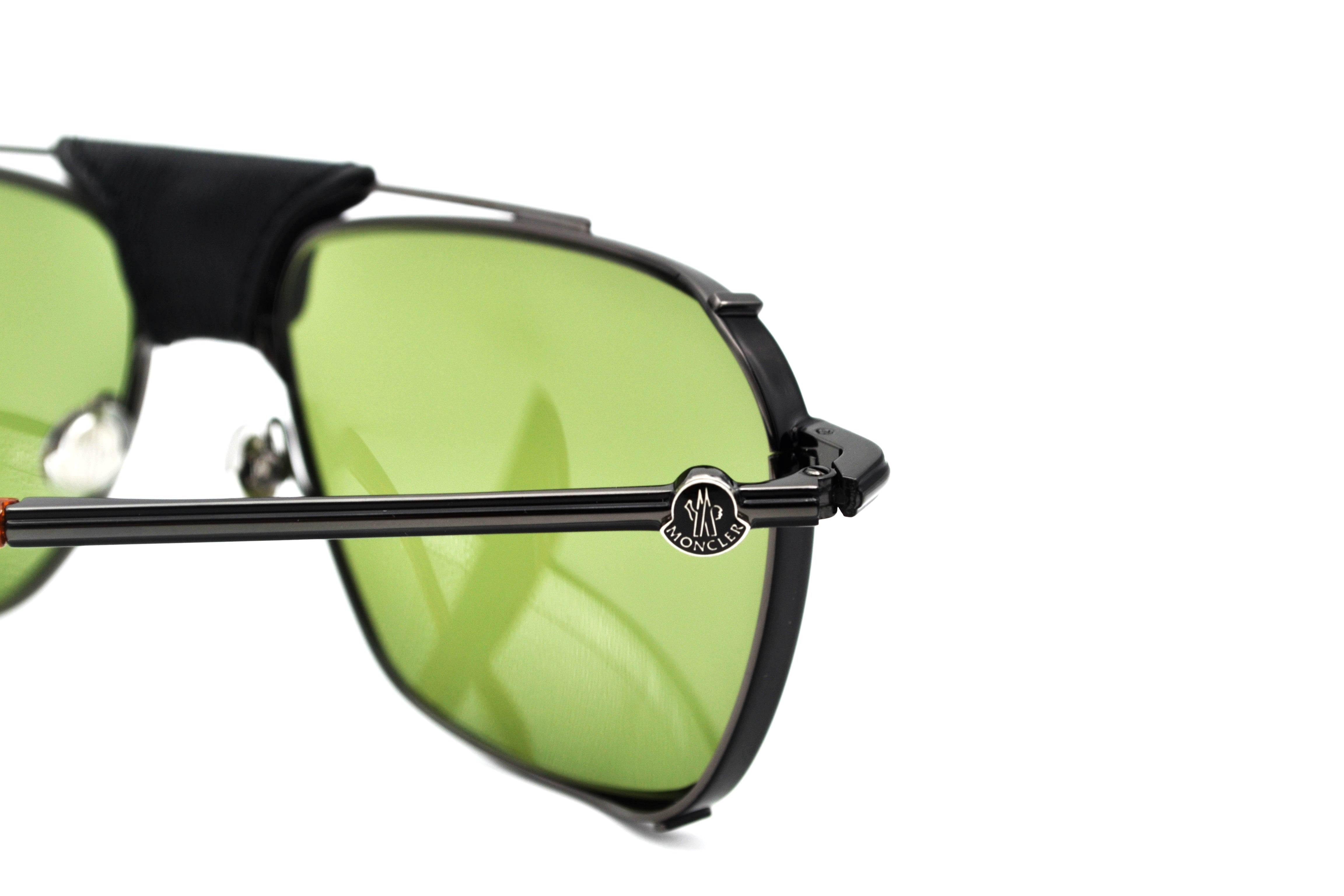 Gafas de sol Moncler Gattion ML0287 08N - Diseño rectangular de metal y cuero