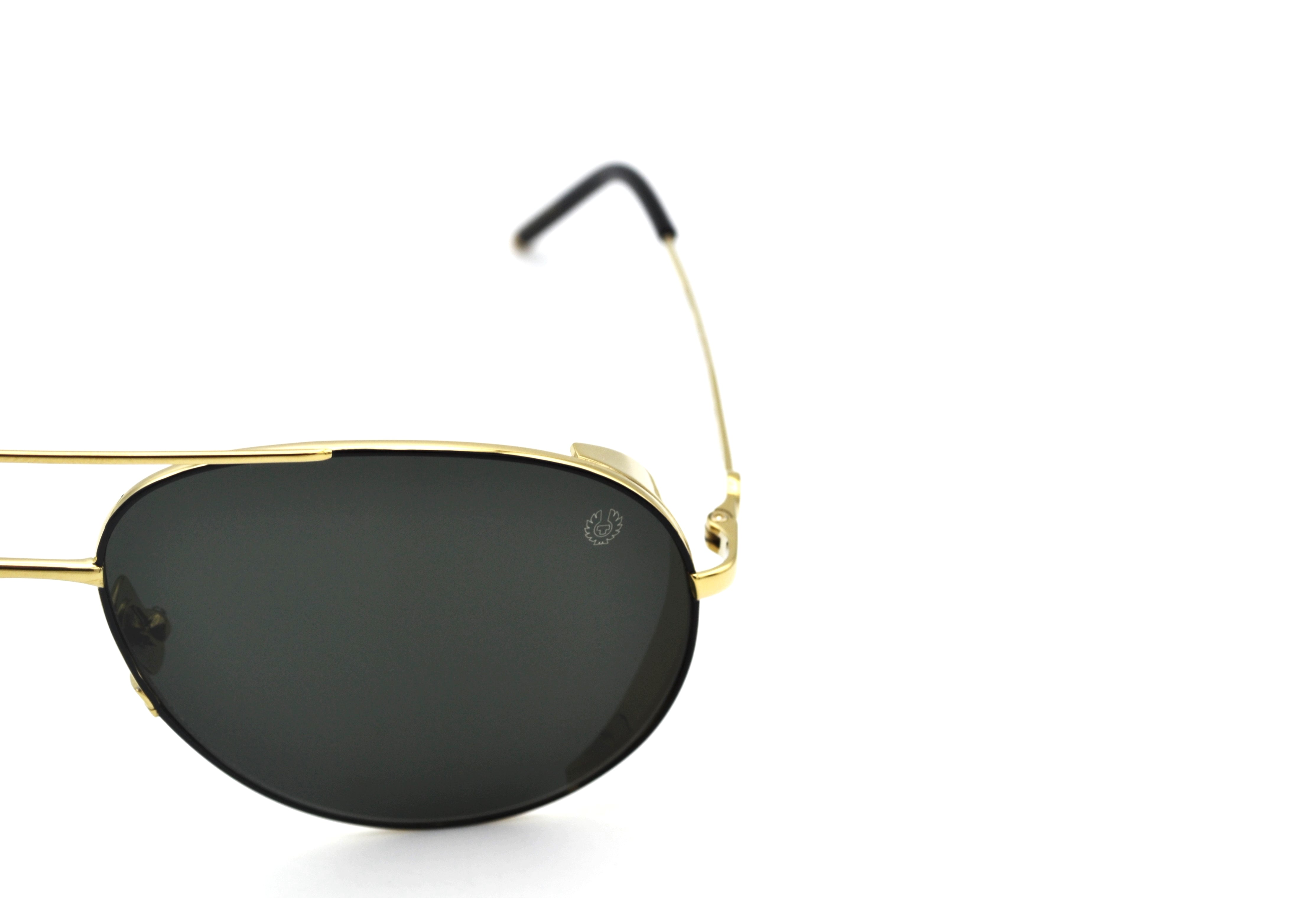 Belstaff ARCHER Gold Sunglasses, Metal Aviator Design, Made in Japan