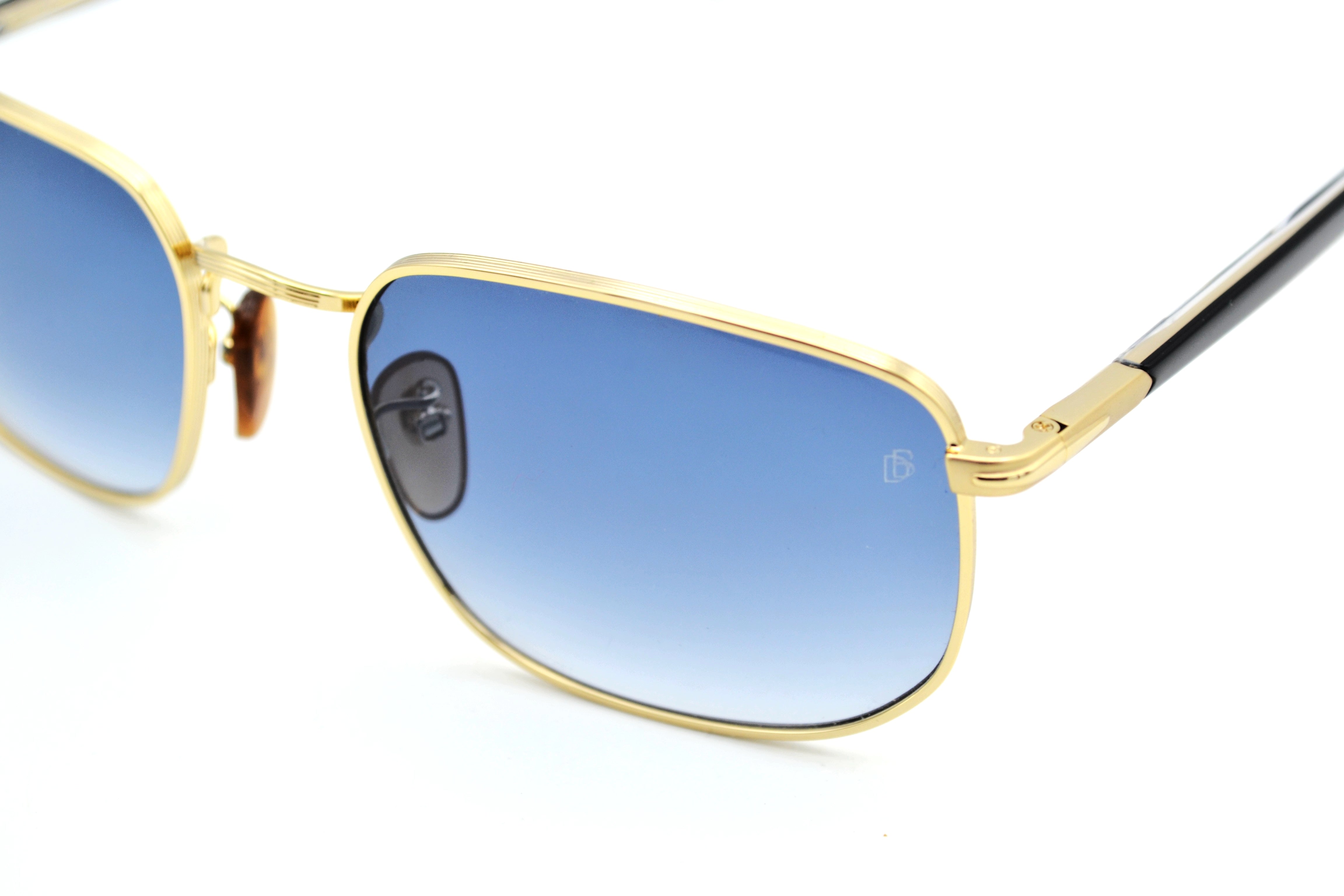 David Beckham DB1143S Sunglasses - Men's Rectangular Gold Metal Design