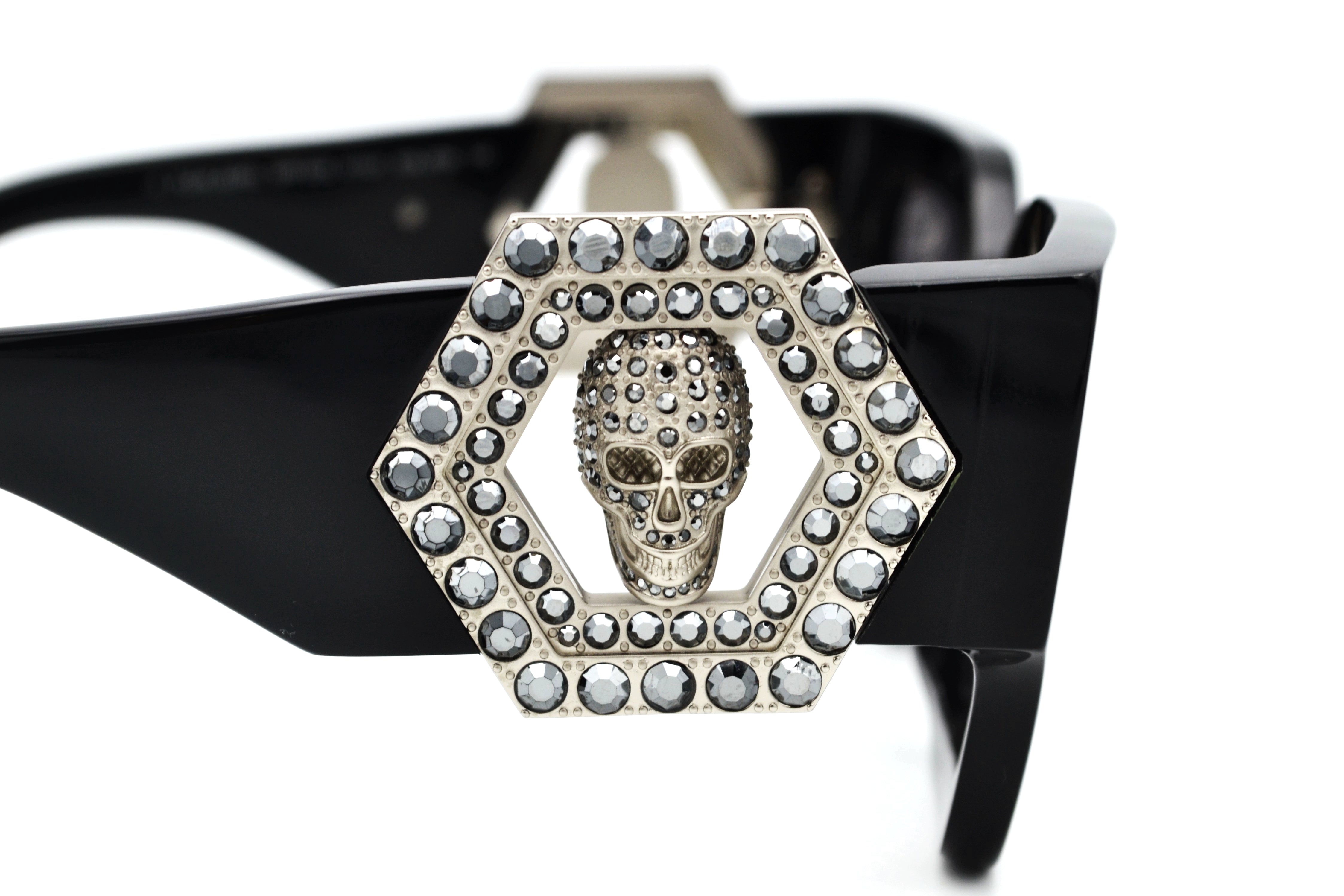 Gafas de sol Philipp Plein - Plein Jewel SPP103S, Exclusiva calavera con cristales, lote con bolso y pendiente para mujer