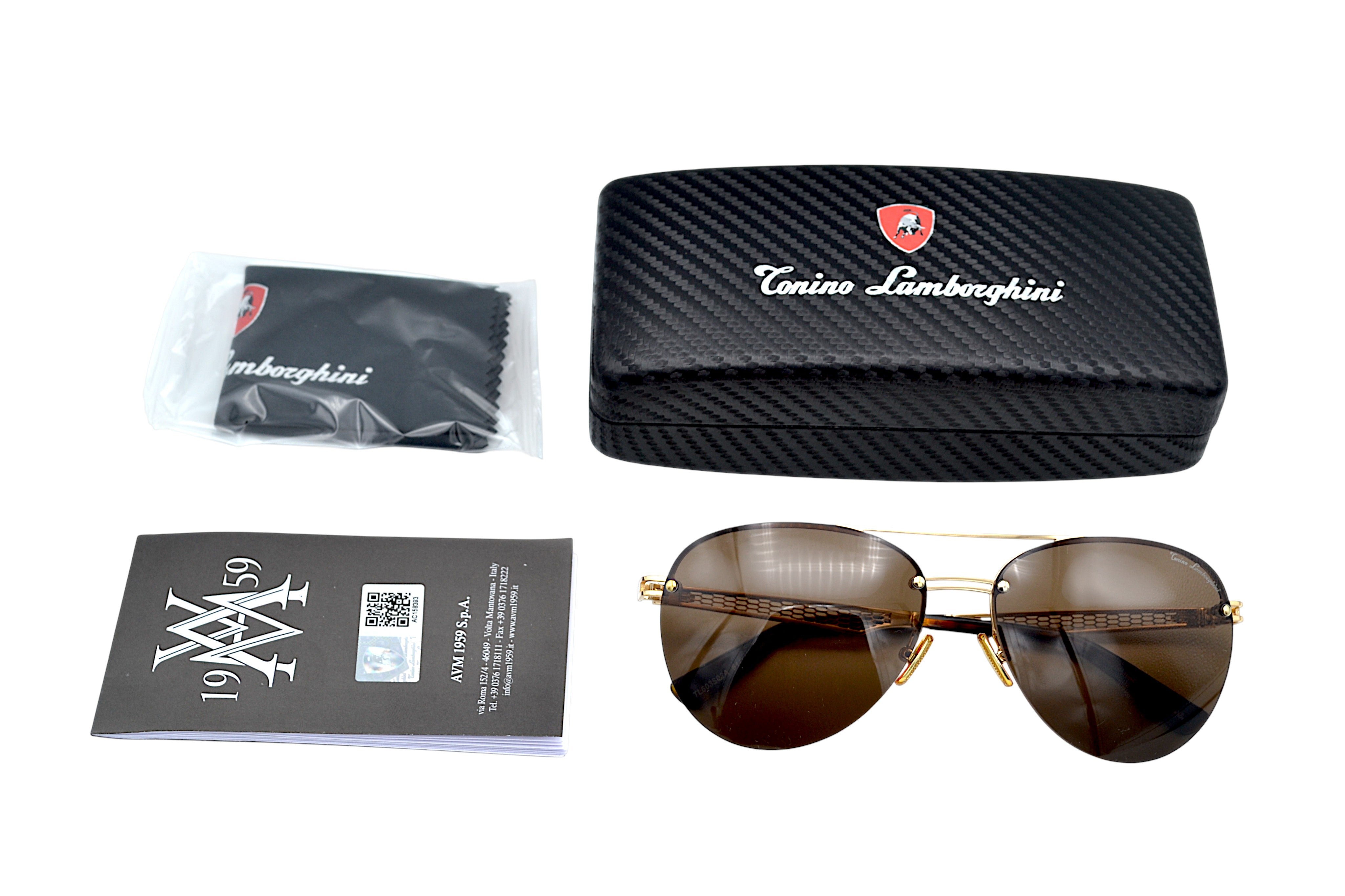 Gafas de sol Tonino Lamborghini TL603S02A Metal dorado, Lentes de color marrón