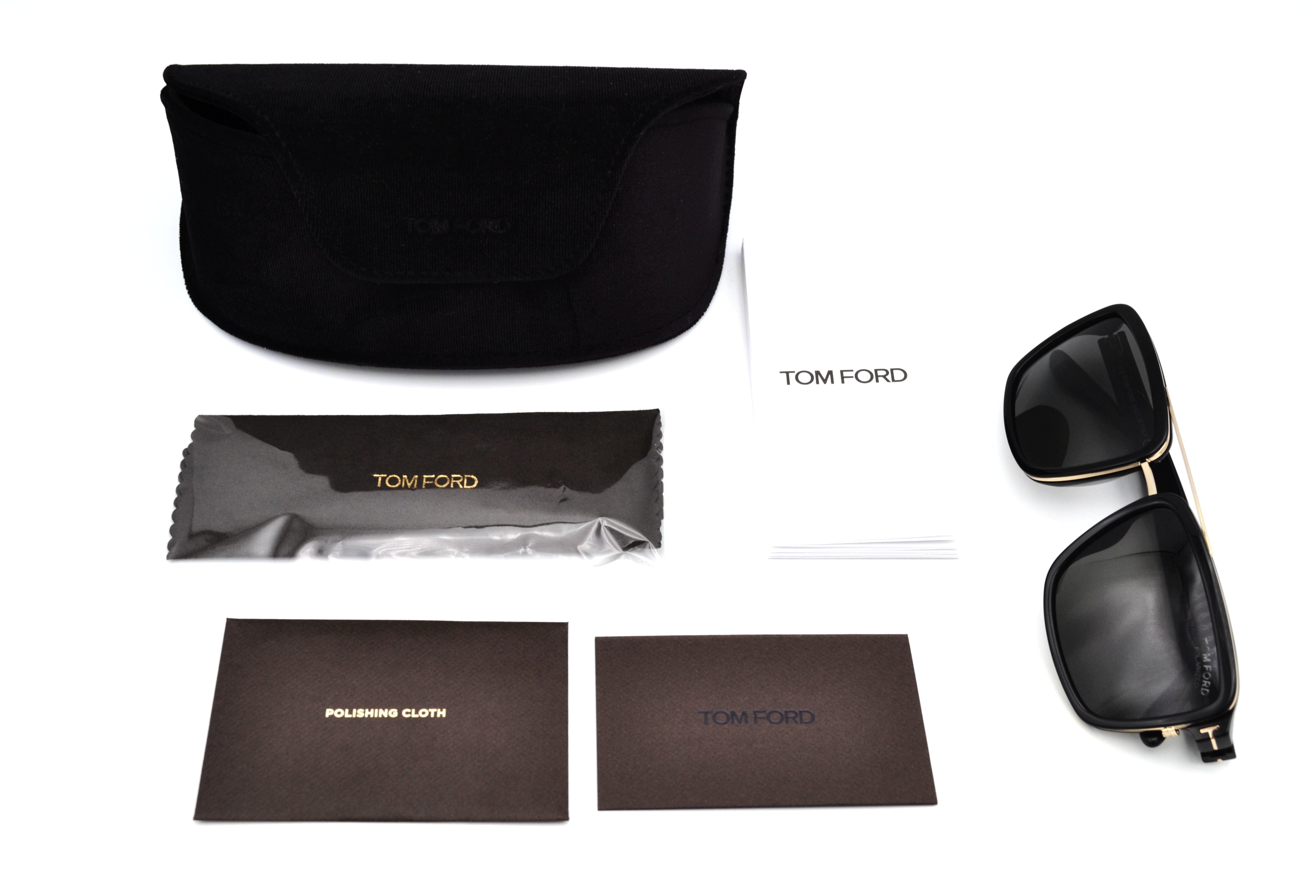 Gafas de sol Tom Ford ANDERS TF780 01D - Diseño rectangular acetato y metal dorado