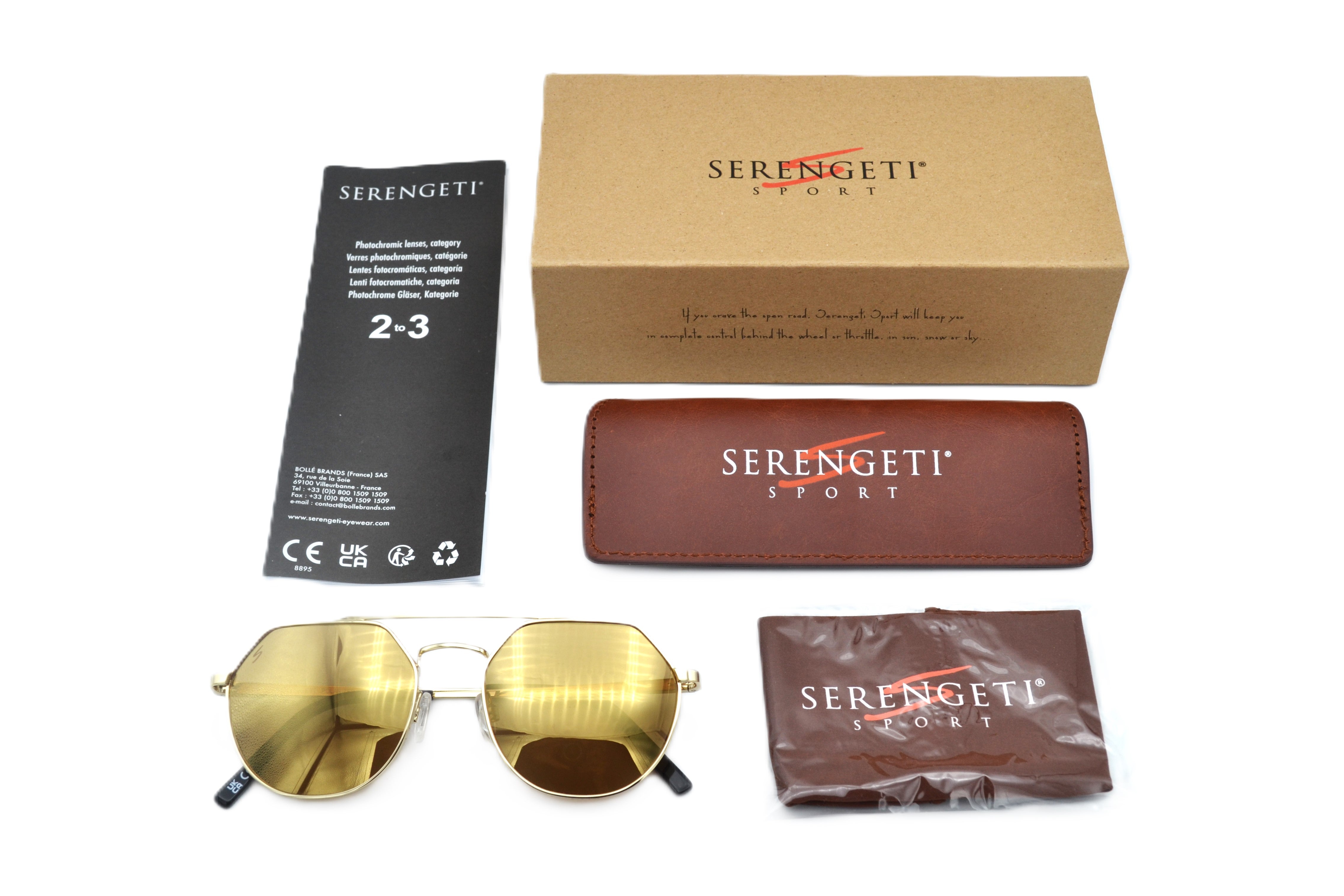 Gafas de sol Serengeti SHELBY SS533003 Diseño de metal dorado, unisex