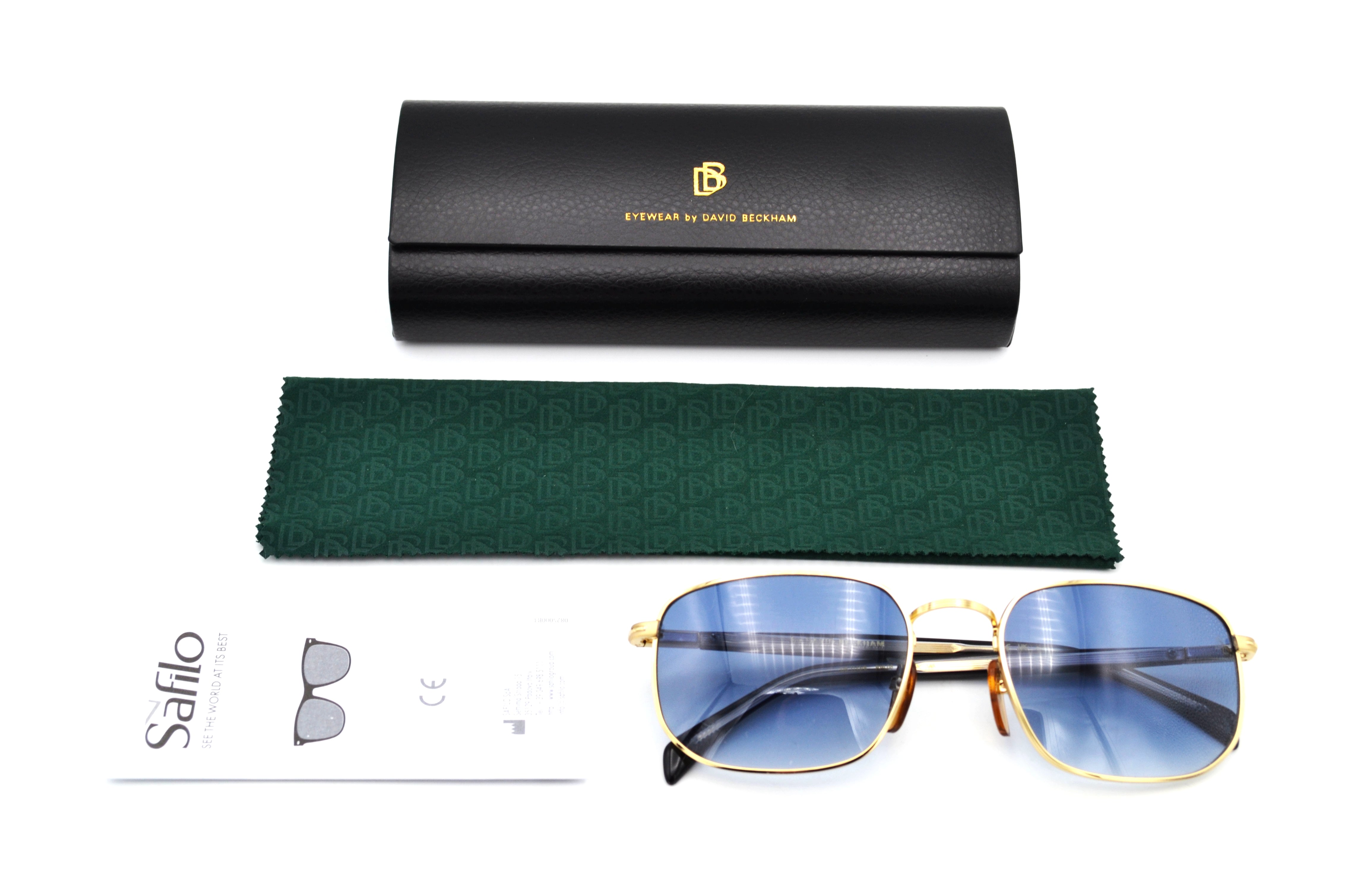 David Beckham DB1143S Sunglasses - Men's Rectangular Gold Metal Design