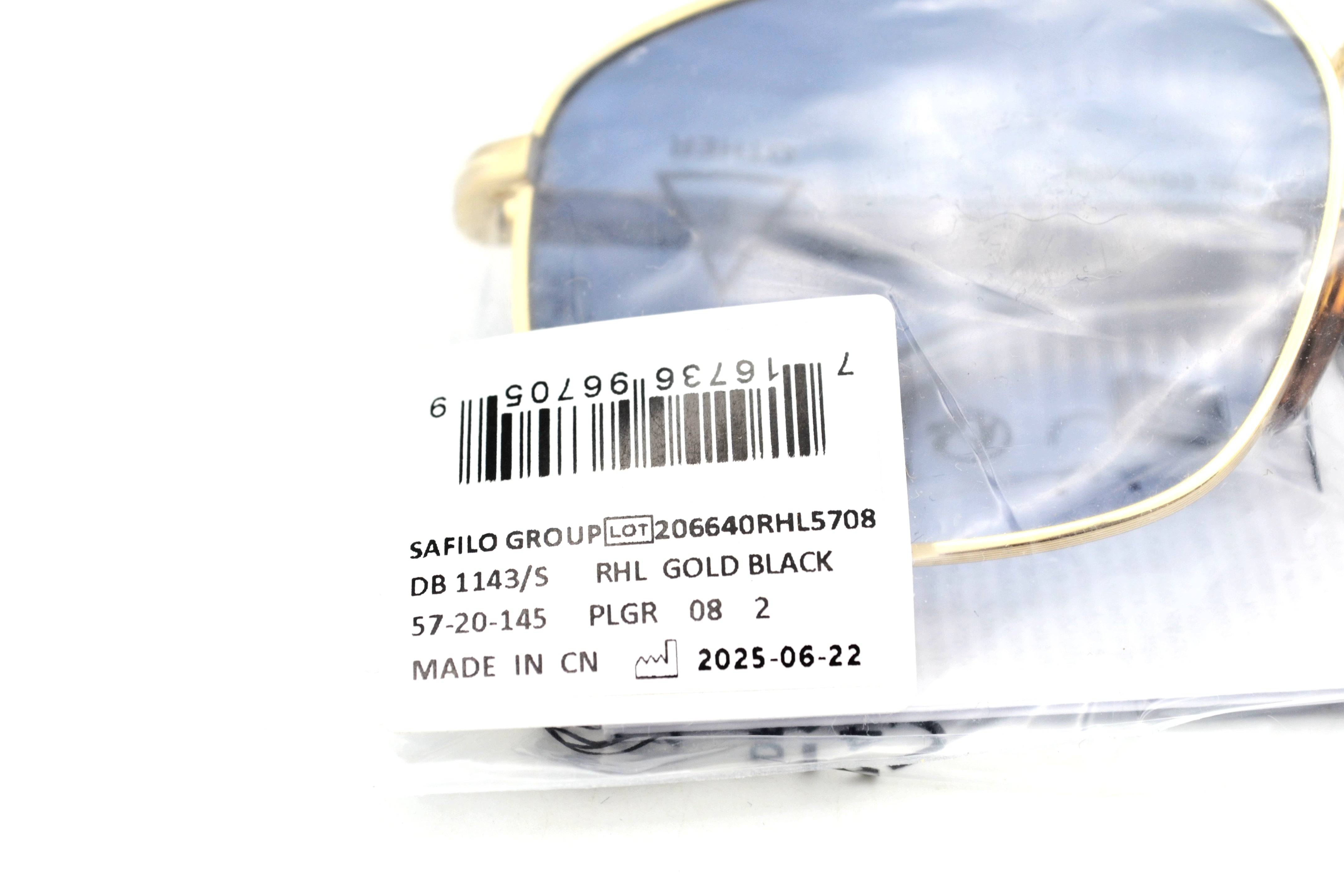 David Beckham DB1143S Sunglasses - Men's Rectangular Gold Metal Design