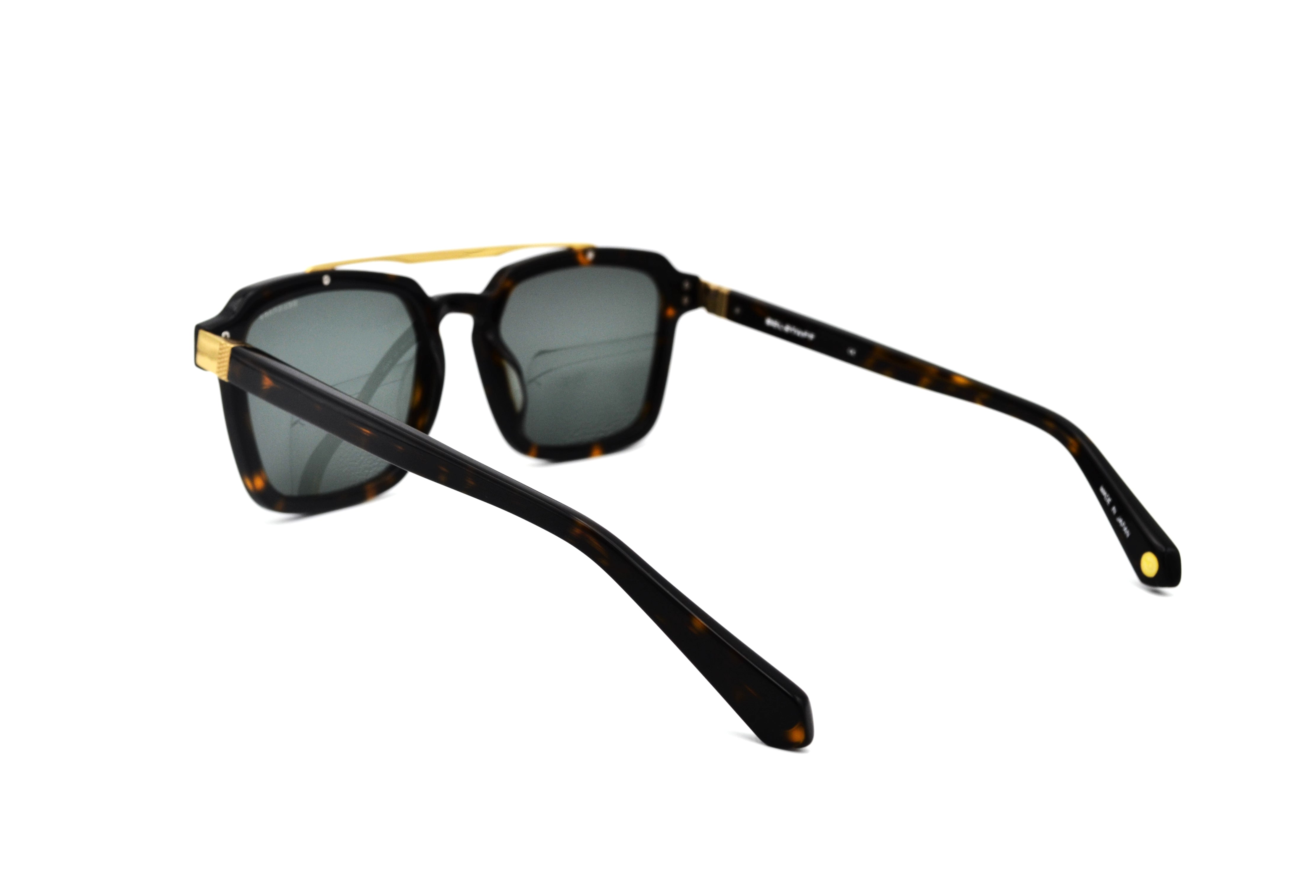 Gafas de sol Belstaff CASSEL Dorado, Diseño de acetato y metal, Fabricado en Japón