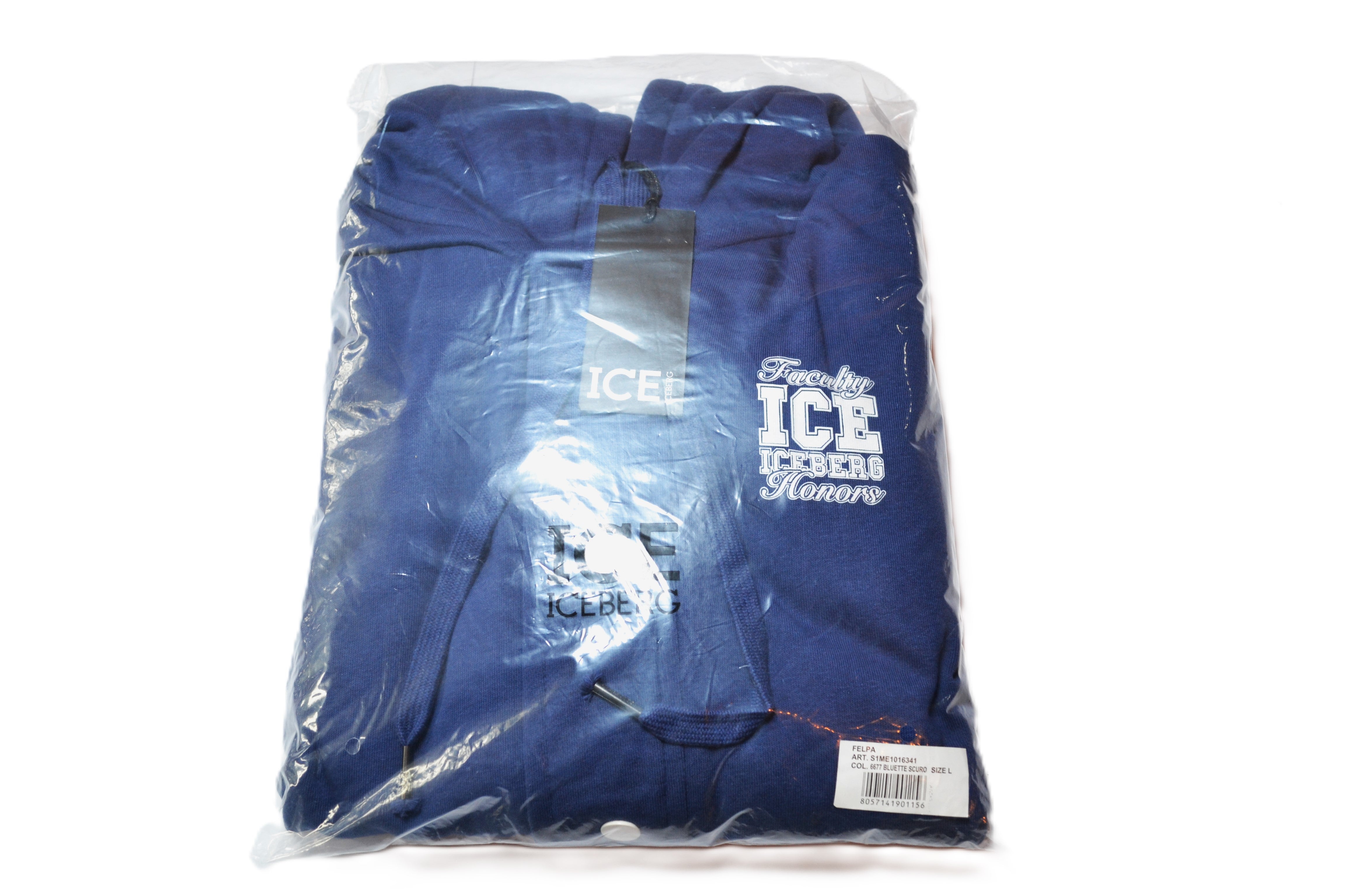 Sudadera ICE Iceberg Estilo Universitario en Azul y Blanco – Casual y Moderna