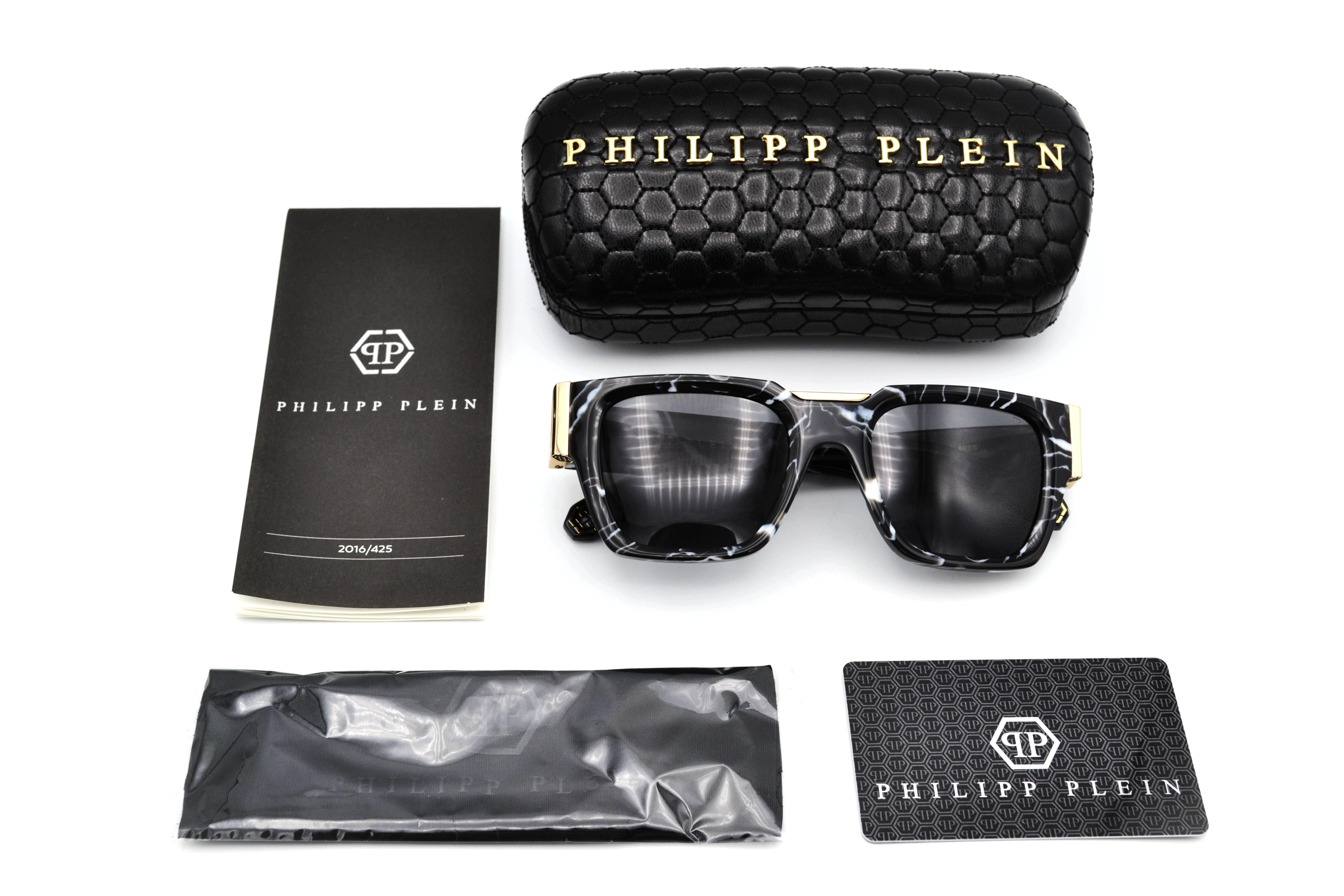 Philipp Plein Sunglasses - PLEIN GLARES SPP095 Acetate and Gold Metal Design for Men