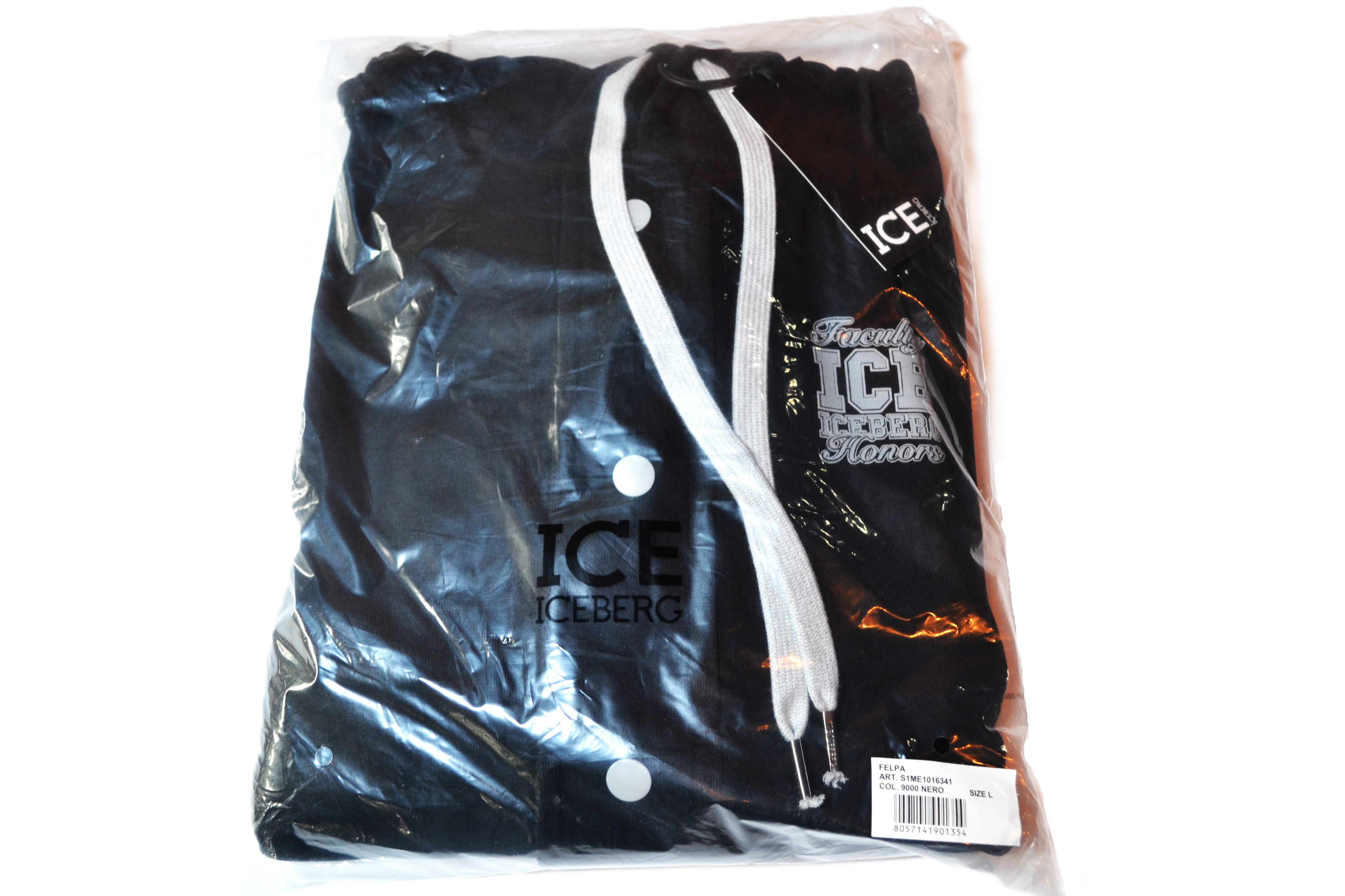 Sudadera ICE Iceberg Estilo Universitario en Negro y gris  – Casual y Moderna