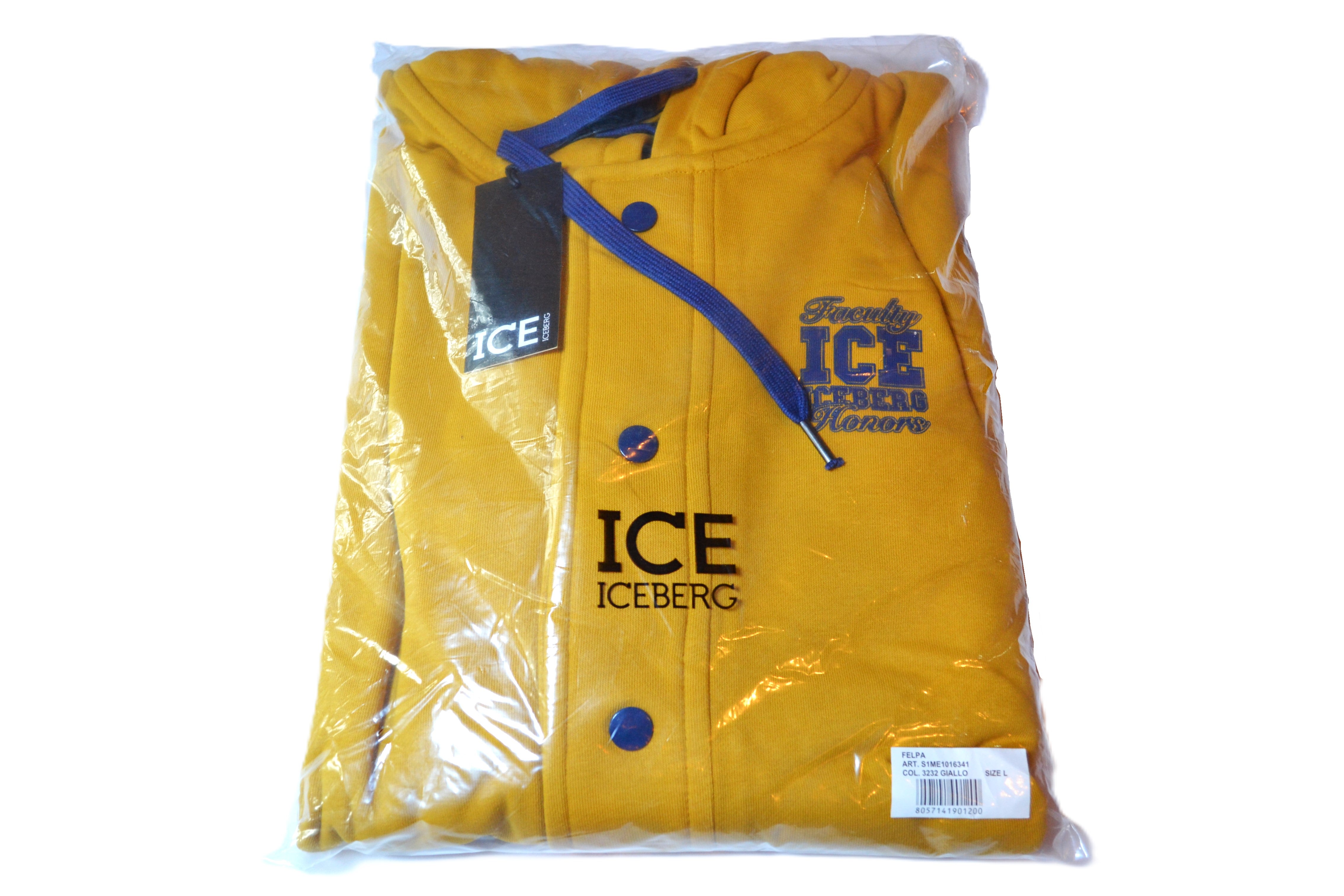 Sudadera ICE Iceberg Estilo Universitario en Amarillo y Azul – Casual y Moderna