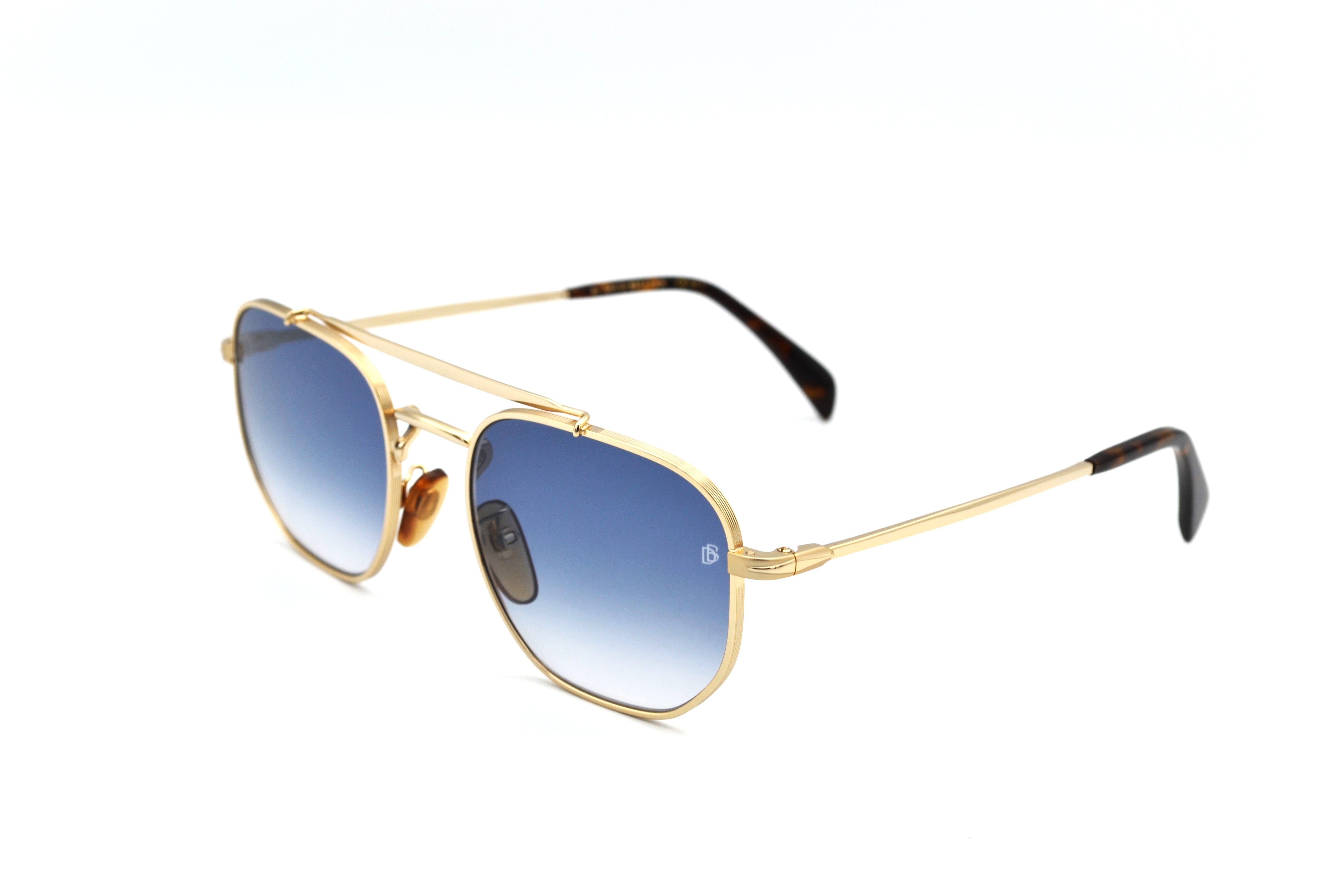 David Beckham DB1079S Sunglasses - Men's Rectangular Gold Metal Design