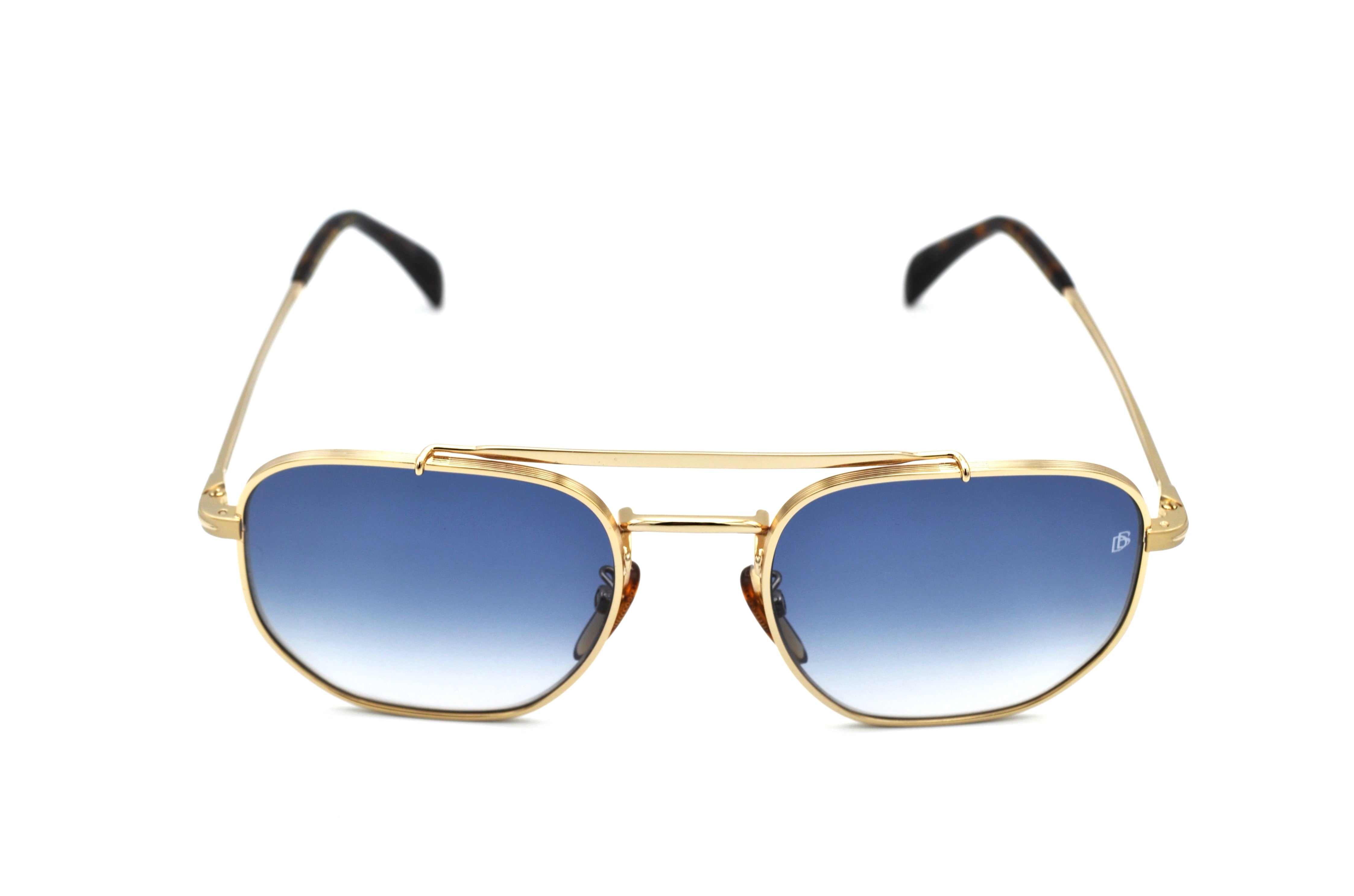 David Beckham DB1079S Sunglasses - Men's Rectangular Gold Metal Design