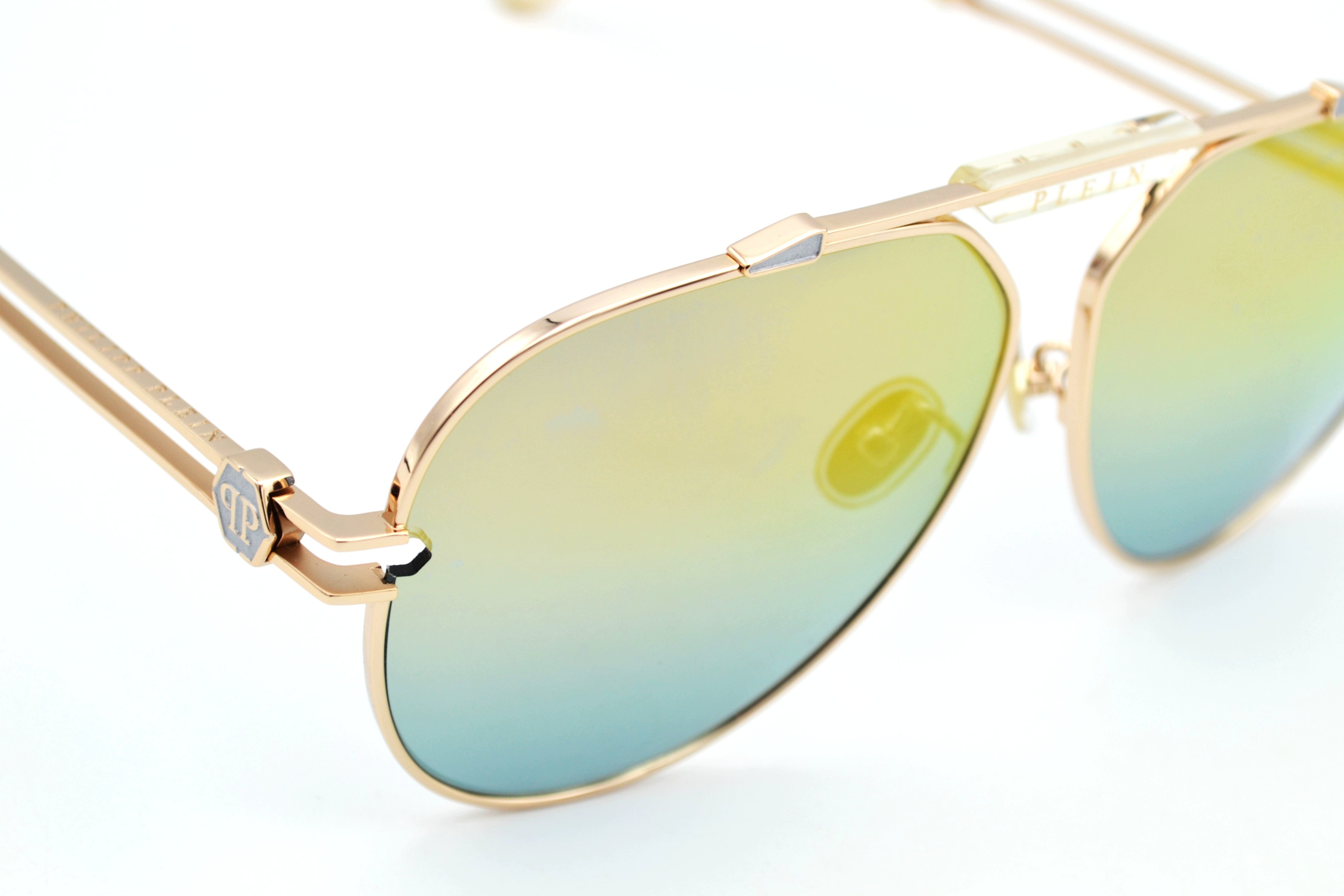 Philipp Plein Sunglasses - GOLDEN PLEIN SEVENTIES SPP048 Men's Gold Metal Design