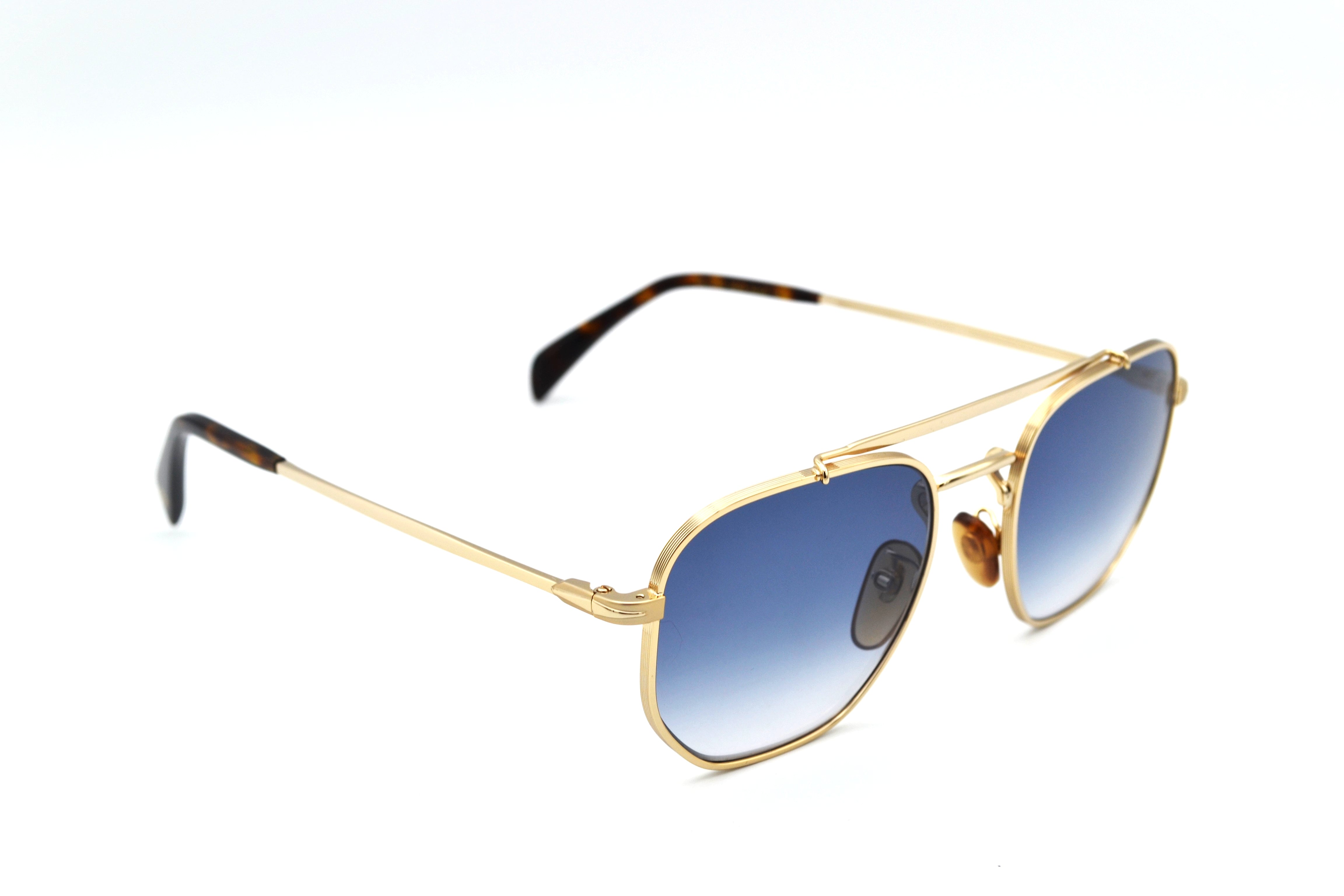 David Beckham DB1079S Sunglasses - Men's Rectangular Gold Metal Design