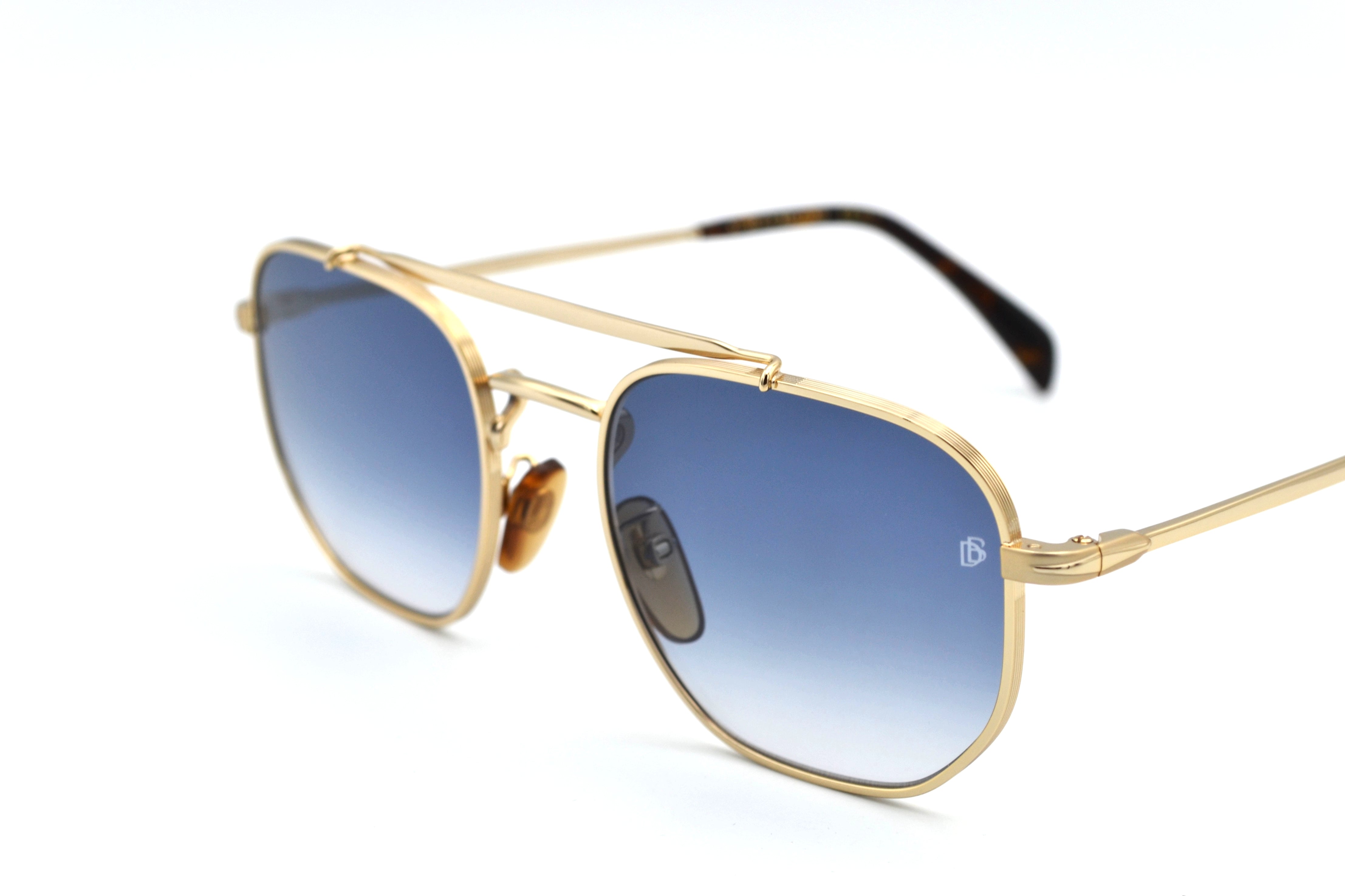 David Beckham DB1079S Sunglasses - Men's Rectangular Gold Metal Design