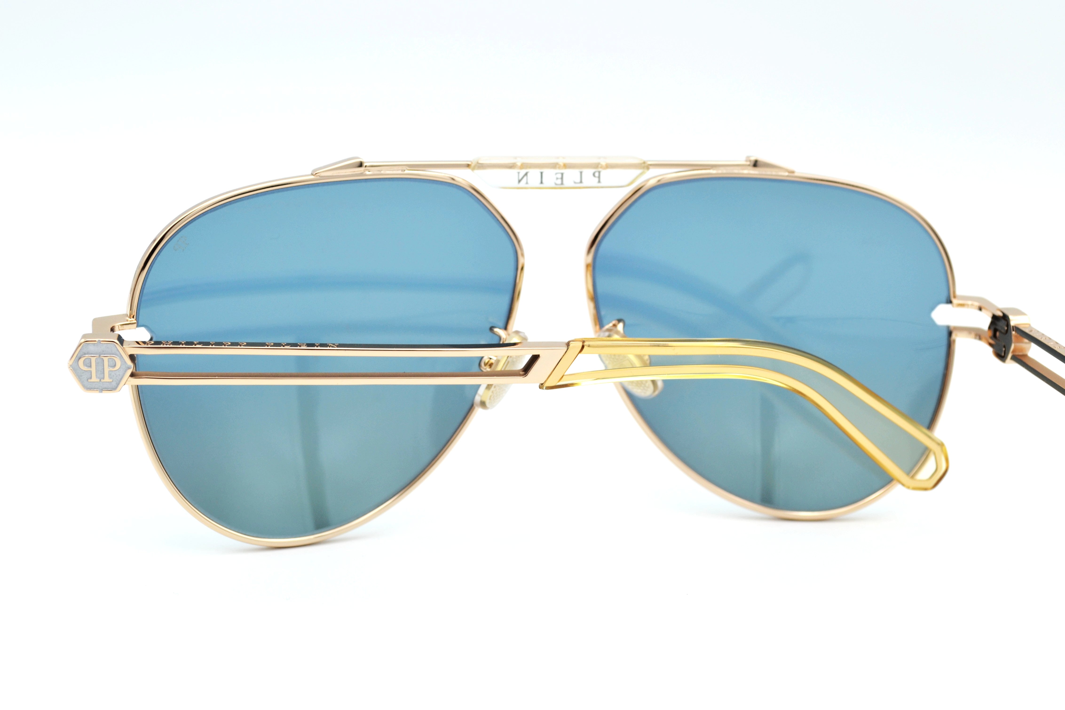 Philipp Plein Sunglasses - GOLDEN PLEIN SEVENTIES SPP048 Men's Gold Metal Design