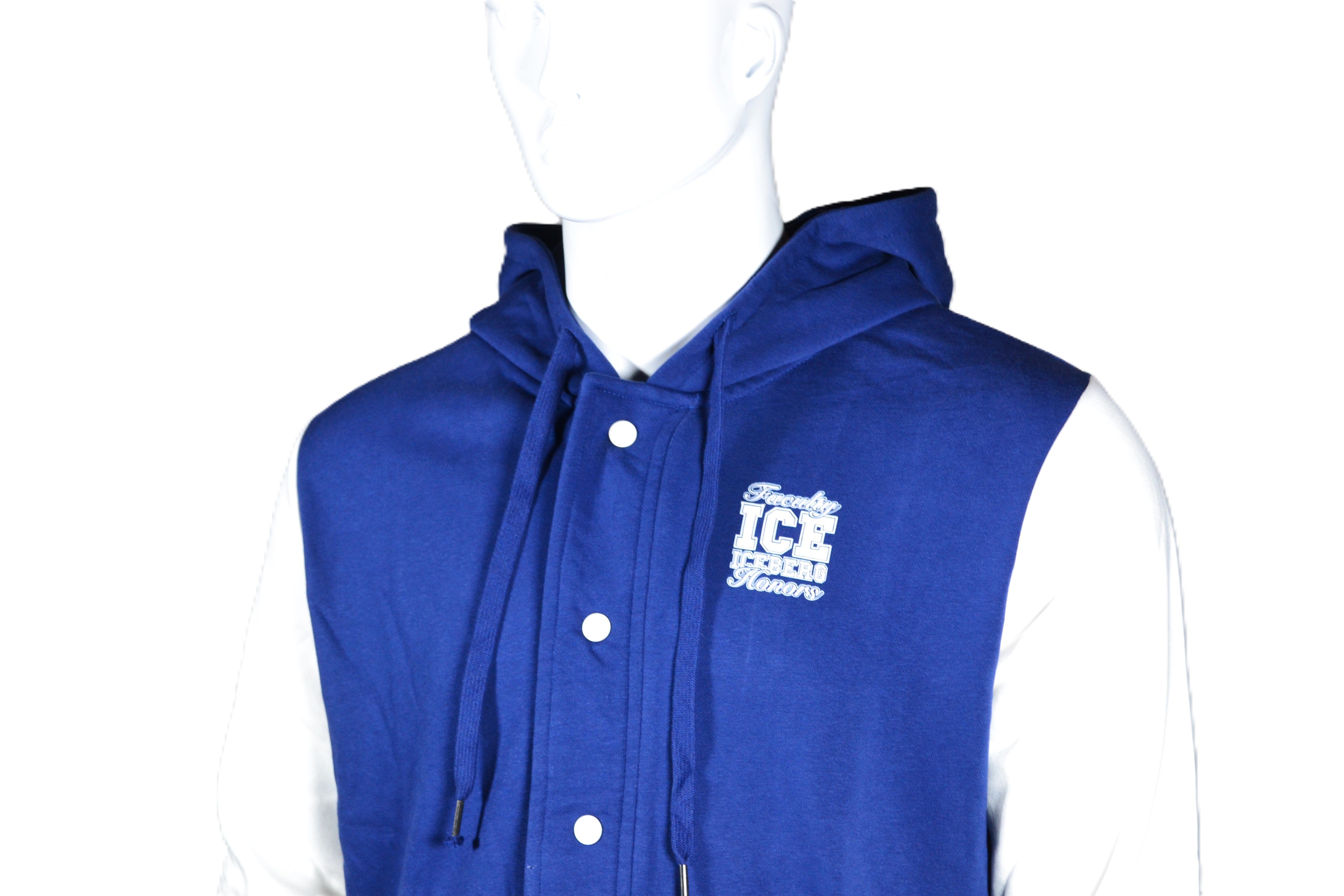 Sudadera ICE Iceberg Estilo Universitario en Azul y Blanco – Casual y Moderna