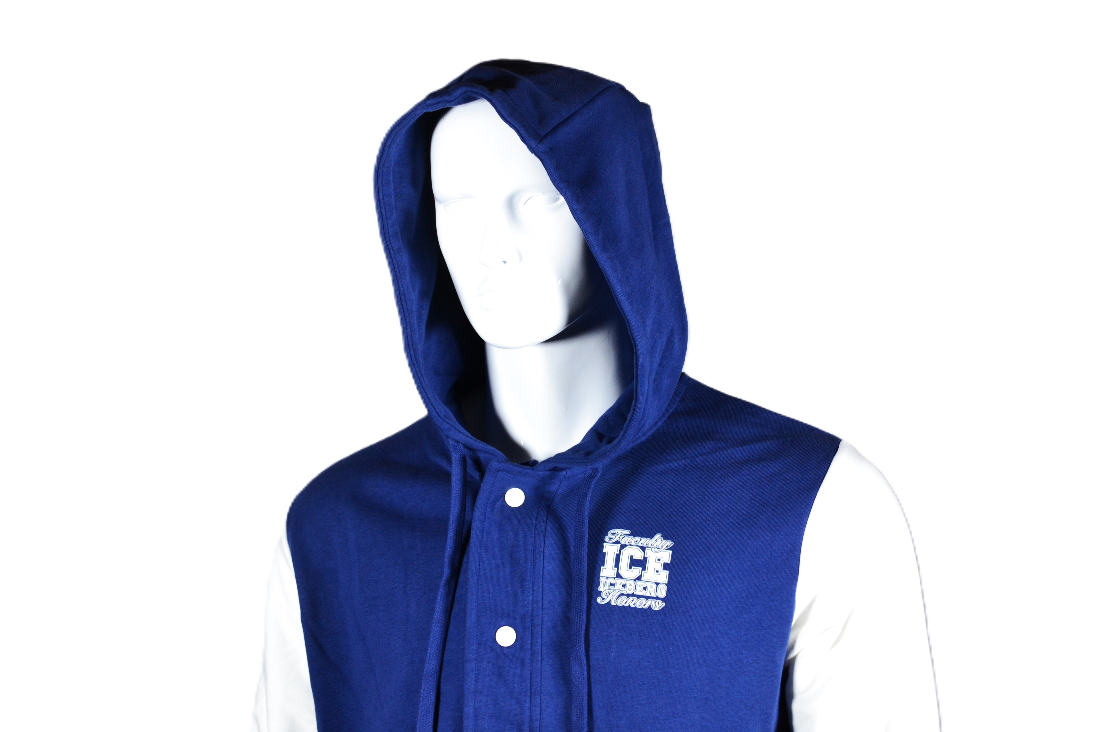 Sudadera ICE Iceberg Estilo Universitario en Azul y Blanco – Casual y Moderna