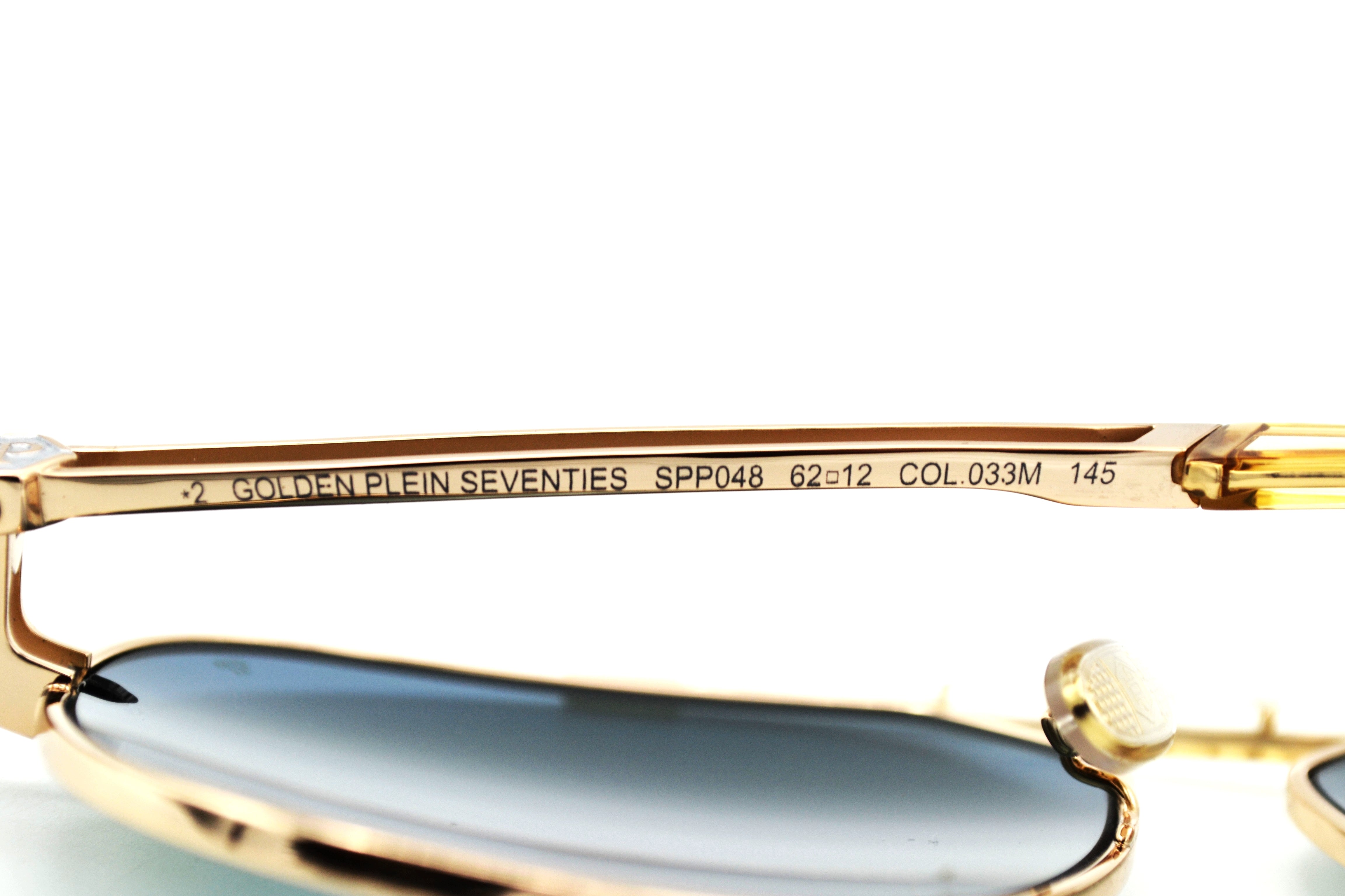 Philipp Plein Sunglasses - GOLDEN PLEIN SEVENTIES SPP048 Men's Gold Metal Design