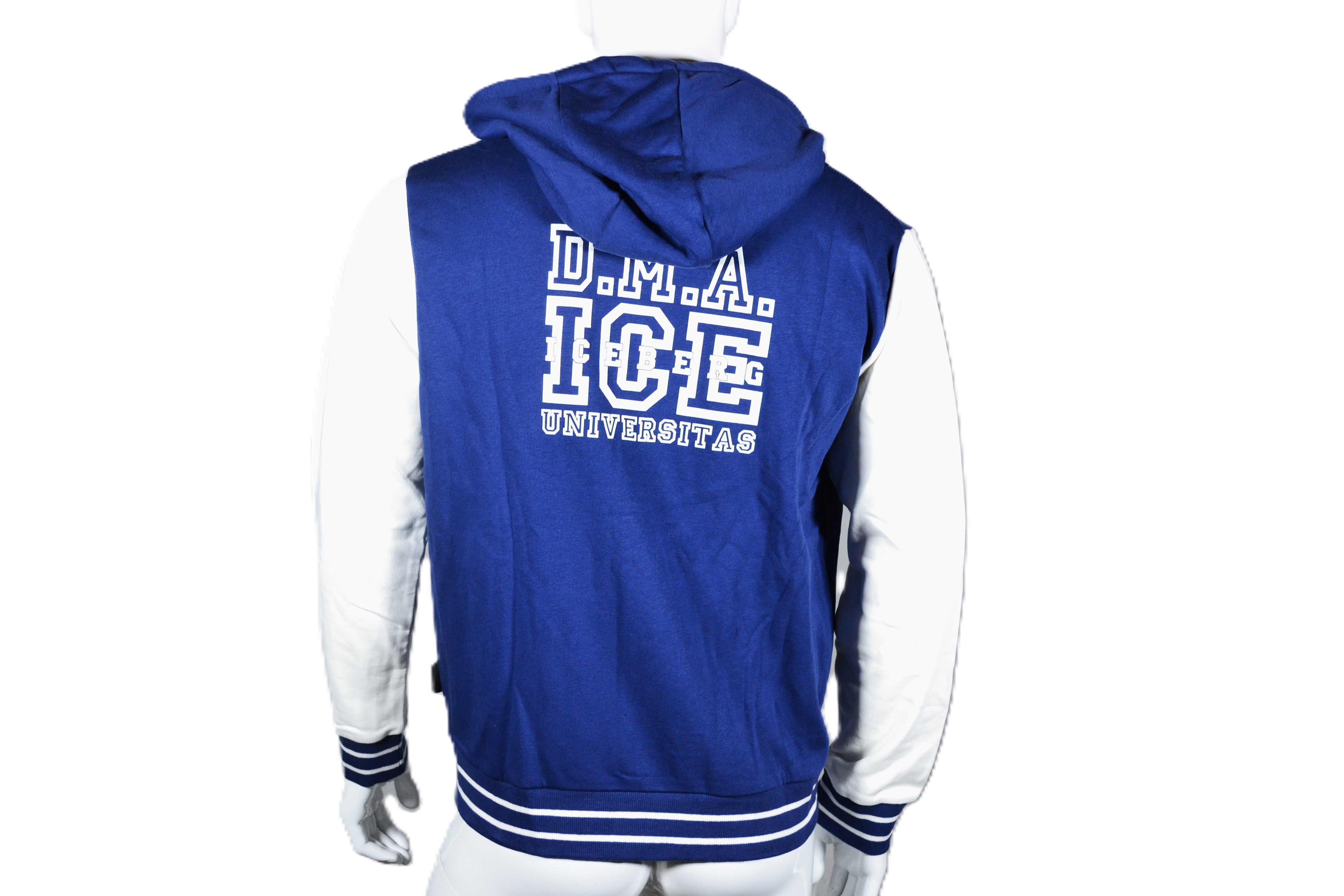 Sudadera ICE Iceberg Estilo Universitario en Azul y Blanco – Casual y Moderna