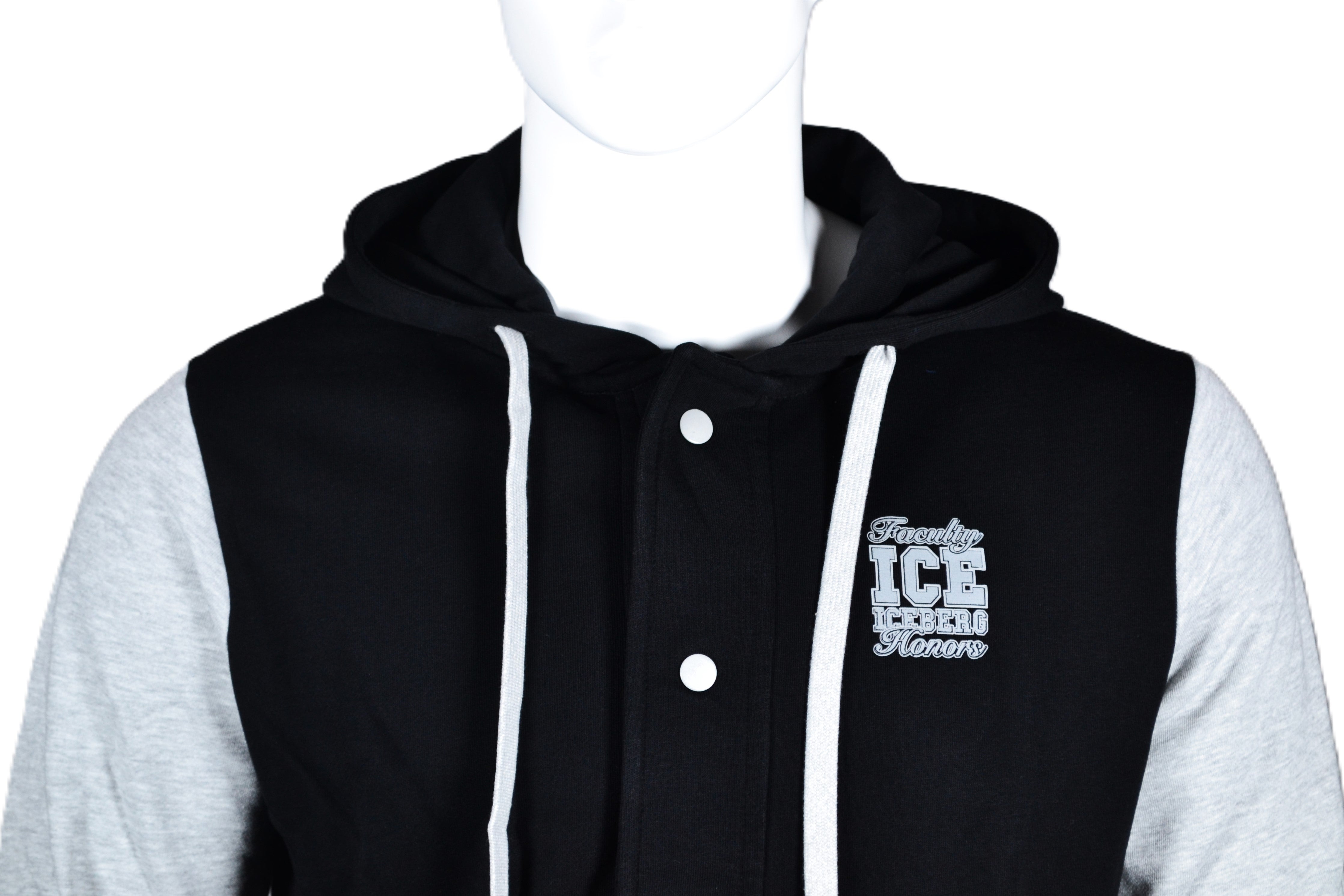 Sudadera ICE Iceberg Estilo Universitario en Negro y gris  – Casual y Moderna