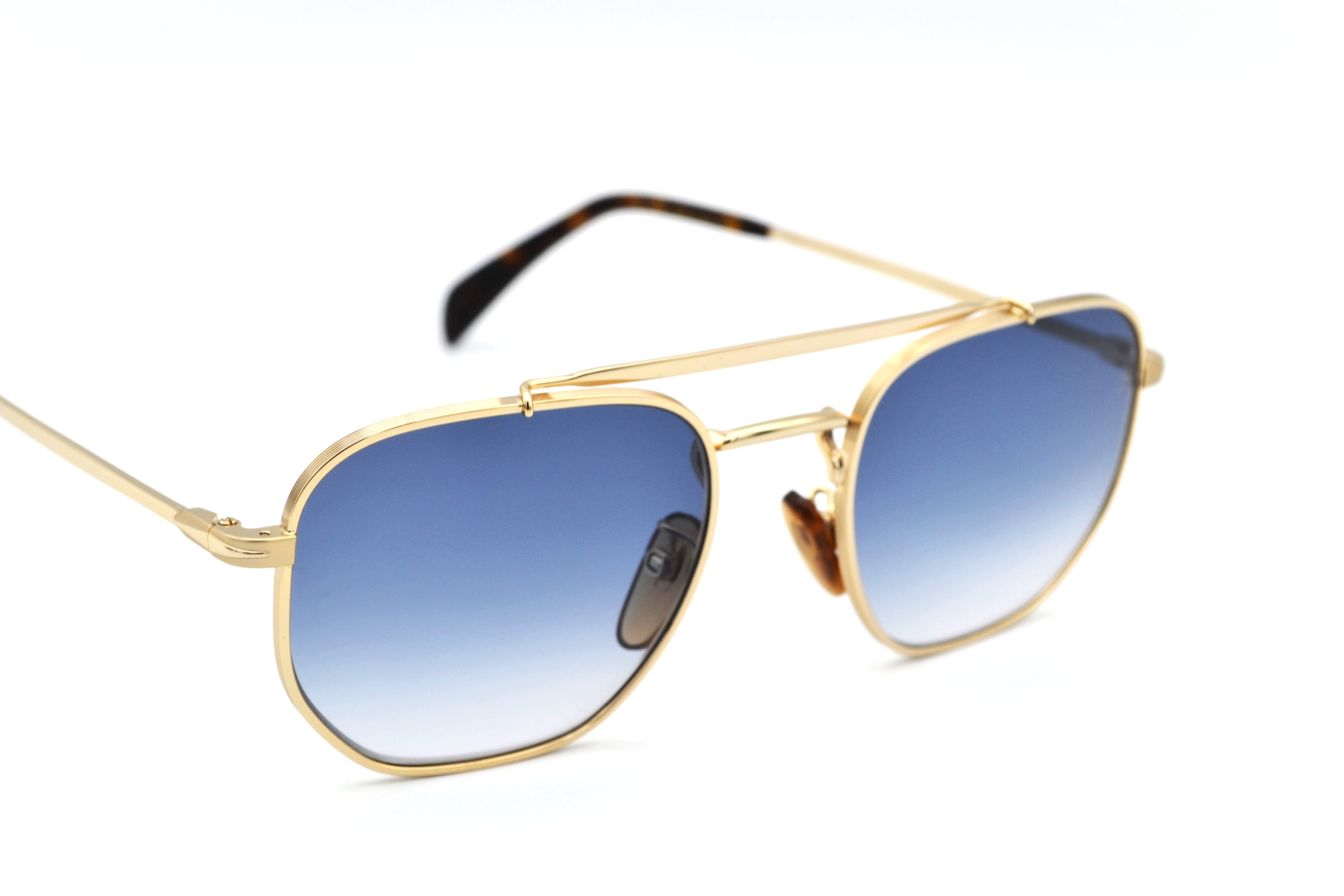 David Beckham DB1079S Sunglasses - Men's Rectangular Gold Metal Design