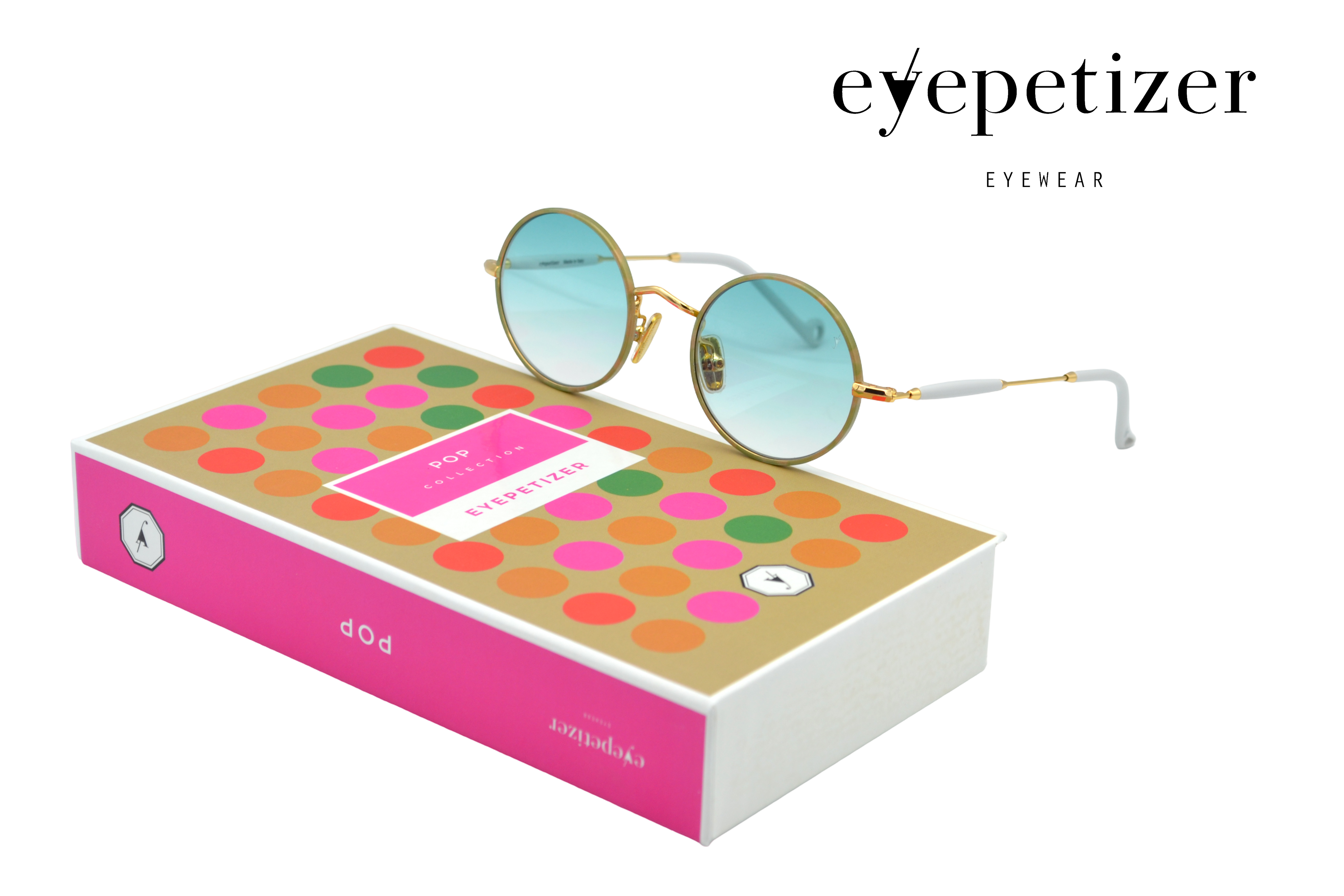 Gafas de sol Eyepetizer- QUATRE diseño redondeado de metal dorado, para mujer