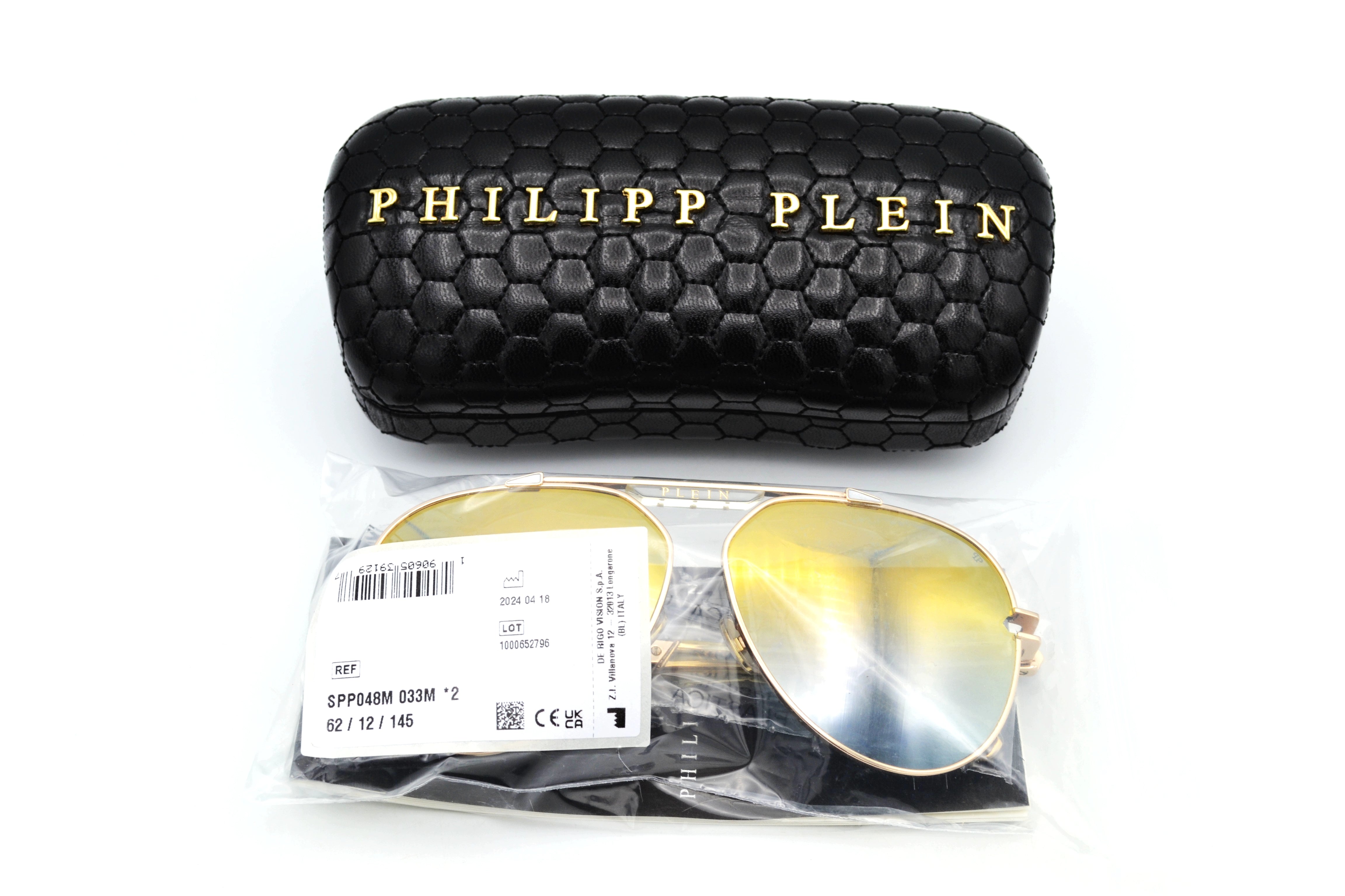 Philipp Plein Sunglasses - GOLDEN PLEIN SEVENTIES SPP048 Men's Gold Metal Design