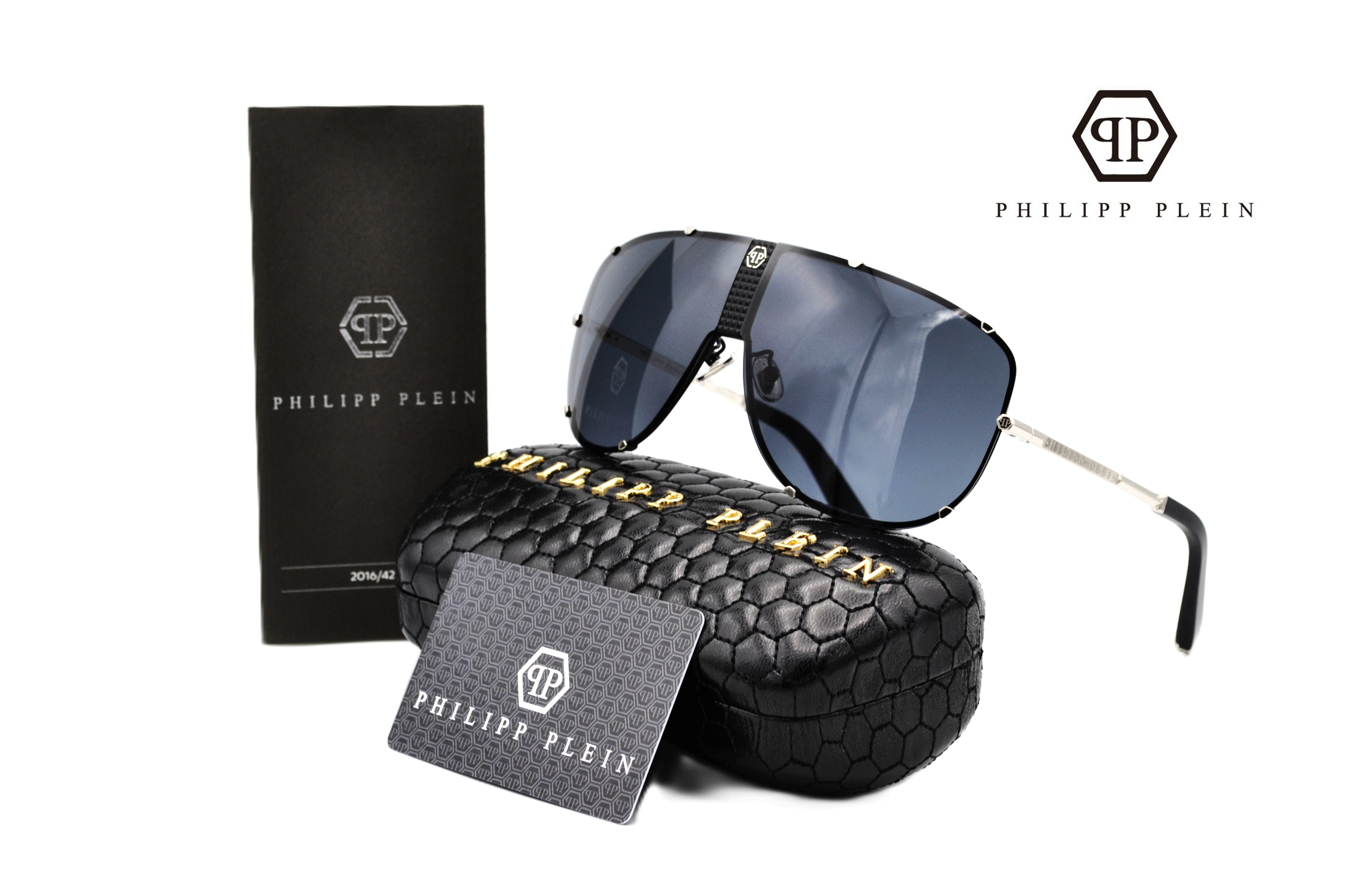 Gafas de sol Philipp Plein - Plein STUD SPP075 Diseño de pantalla con logo, para hombre