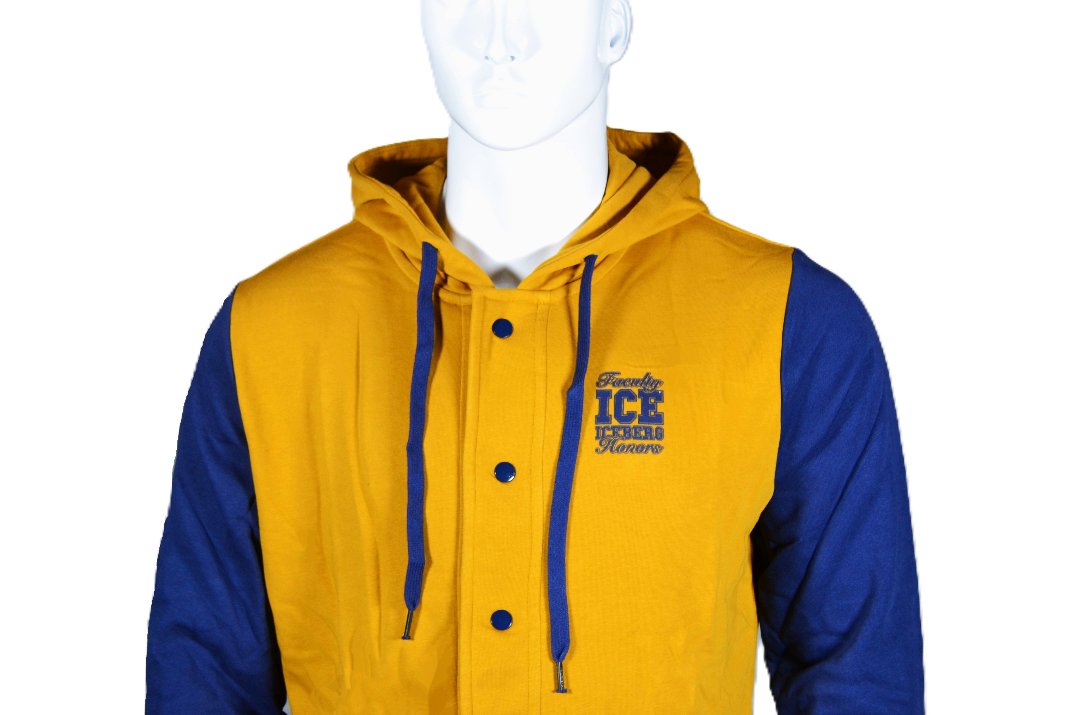 Sudadera ICE Iceberg Estilo Universitario en Amarillo y Azul – Casual y Moderna