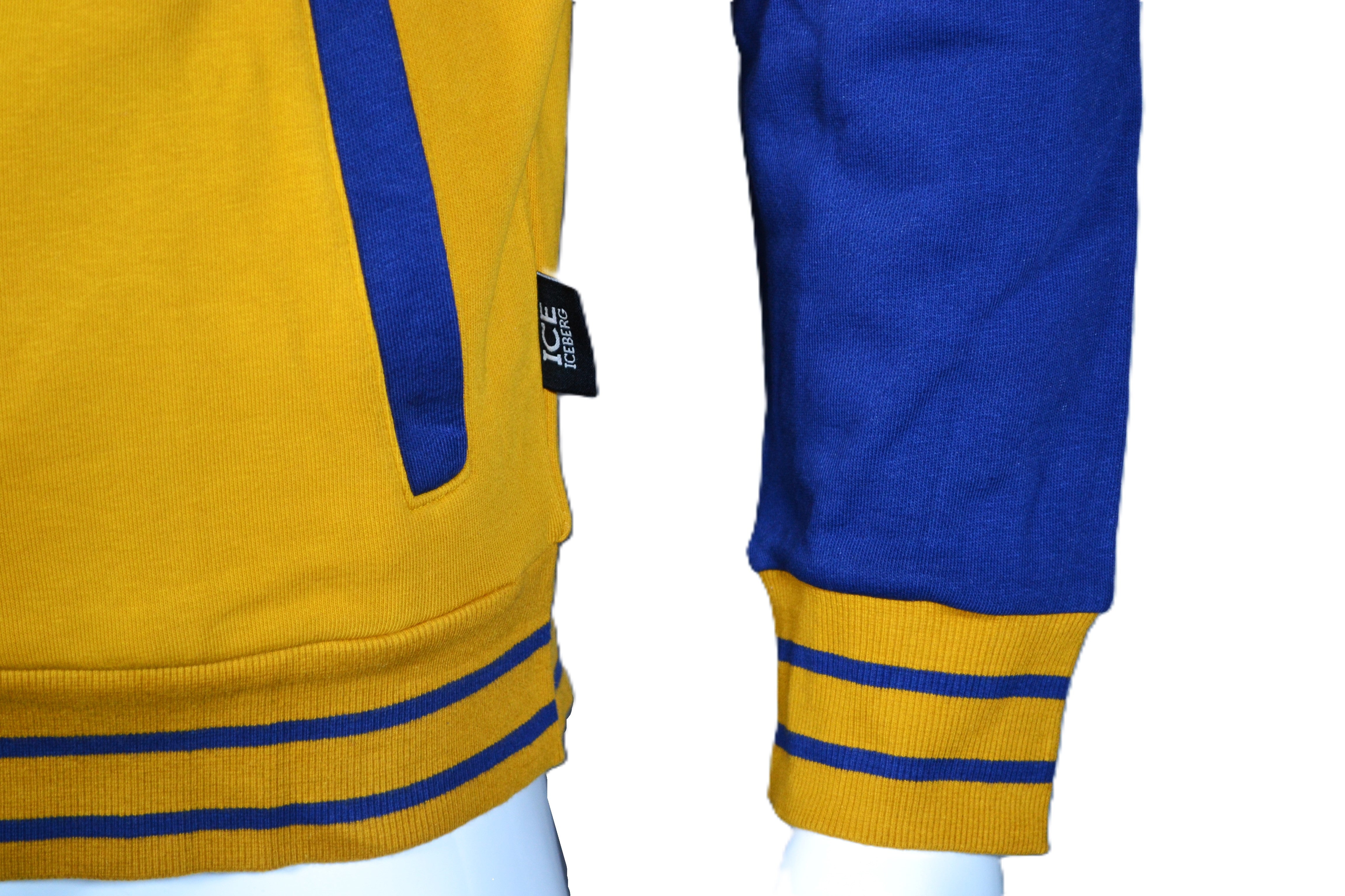 Sudadera ICE Iceberg Estilo Universitario en Amarillo y Azul – Casual y Moderna